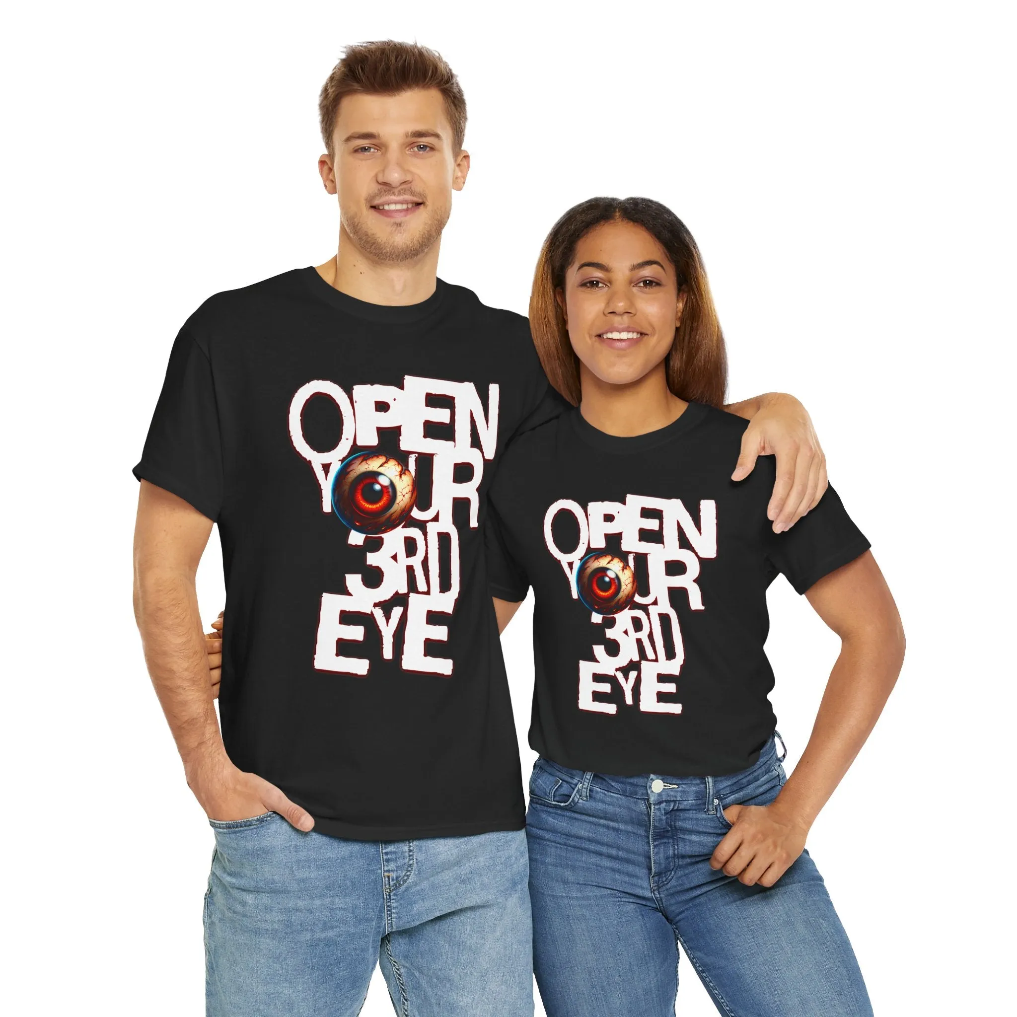 3rd Eye Open Unisex Heavy Cotton Tee | Spiritual T-Shirt, Eye Graphic Tee, Psychedelic Shirt, Gift for Intuitive Souls