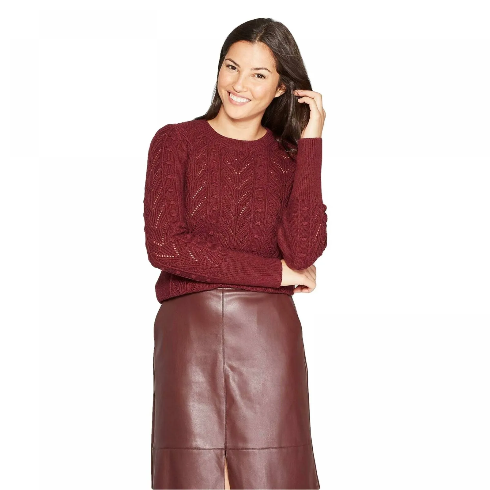 A New Day Women's Crewneck Stitch Detail Pullover Sweater