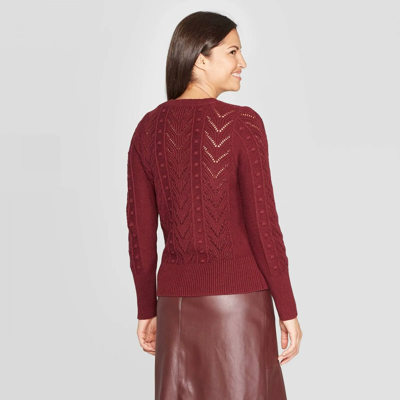 A New Day Women's Crewneck Stitch Detail Pullover Sweater