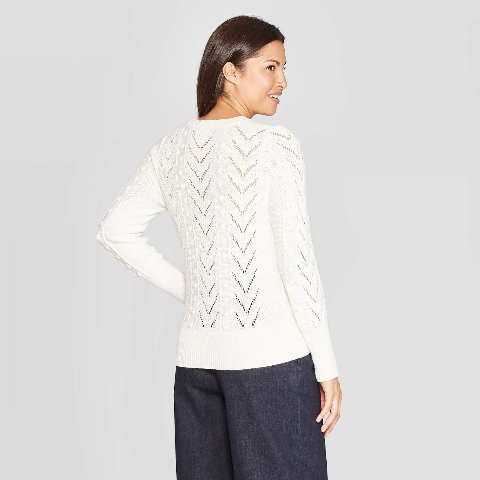 A New Day Women's Crewneck Stitch Detail Pullover Sweater