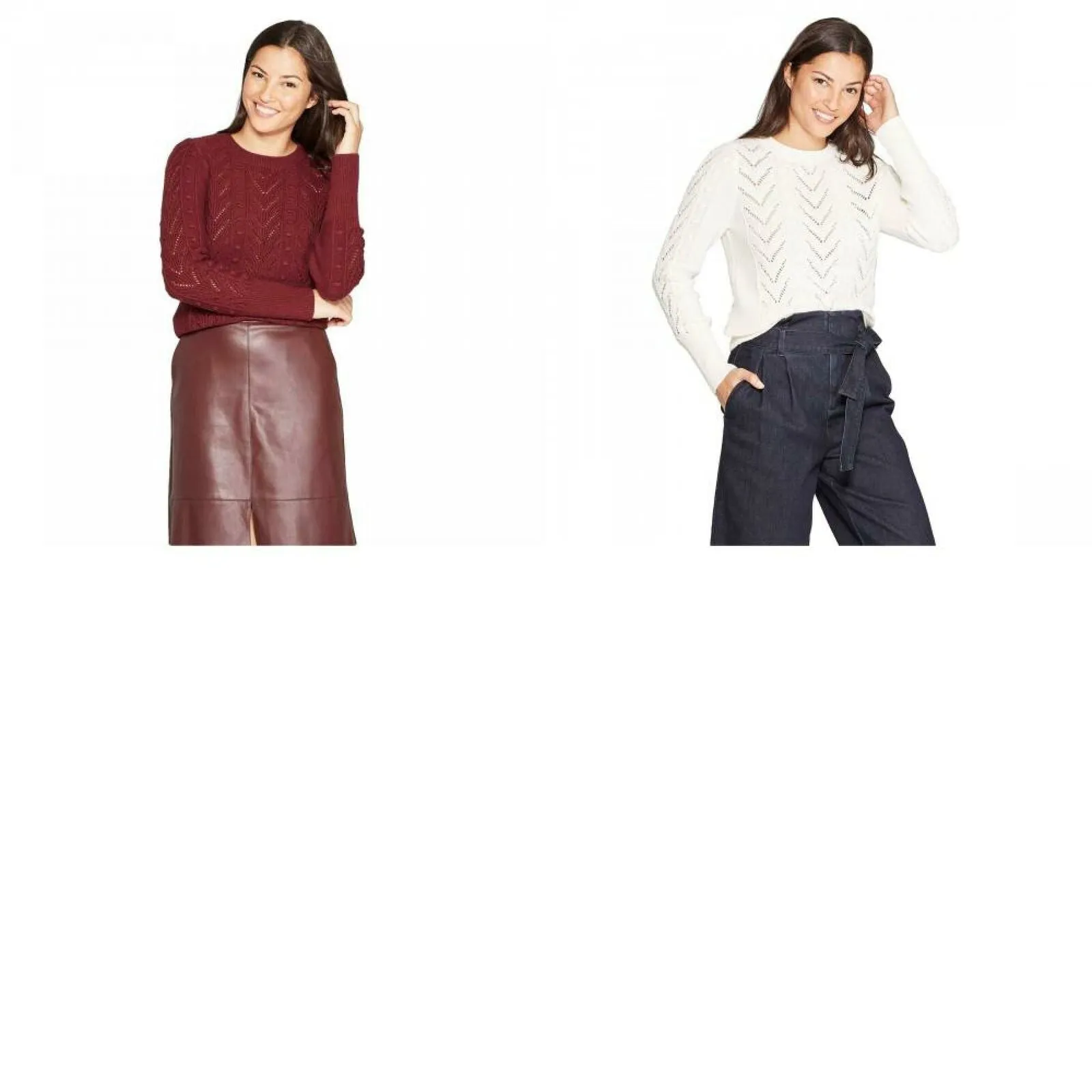 A New Day Women's Crewneck Stitch Detail Pullover Sweater