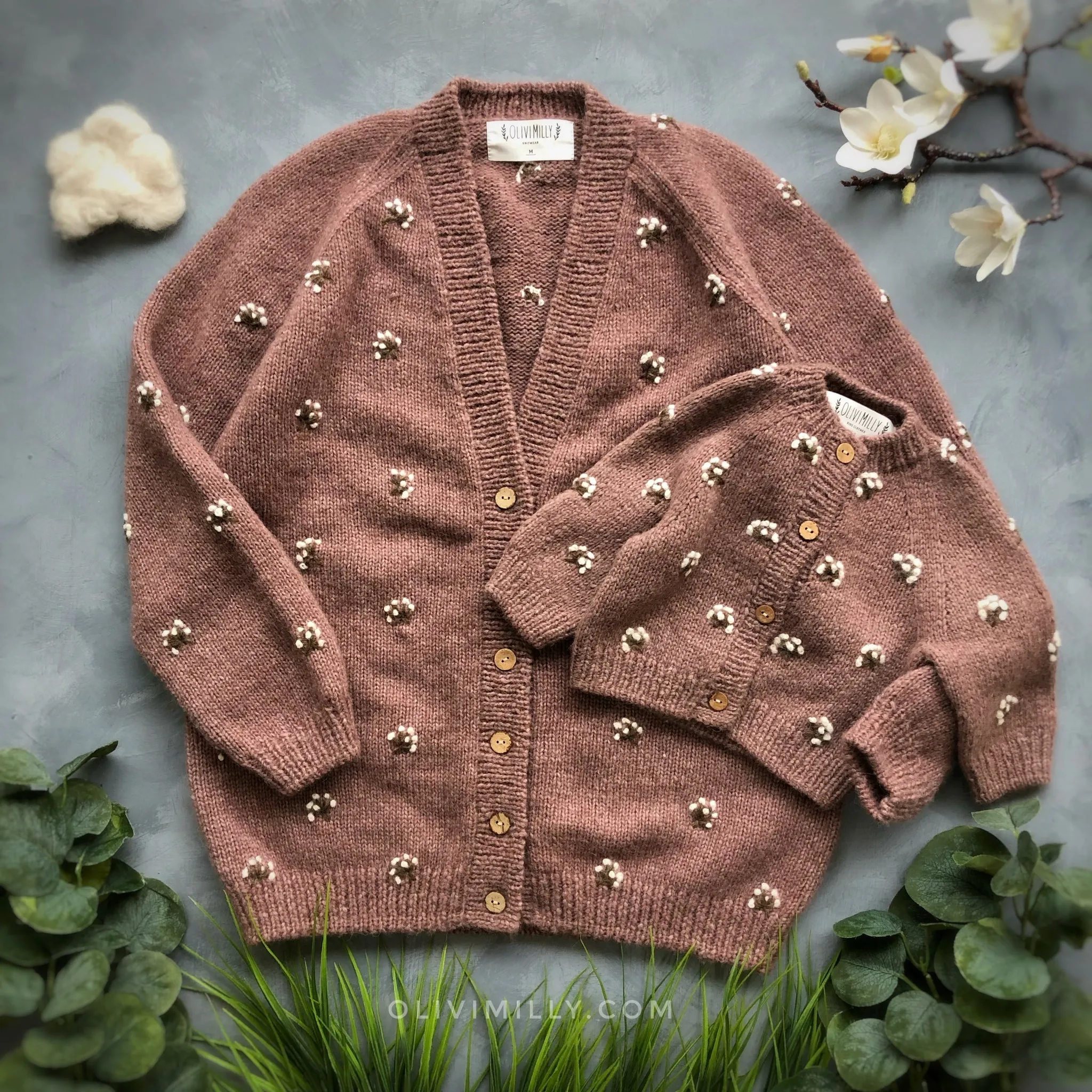 Adult Flora cardigan | faded rose