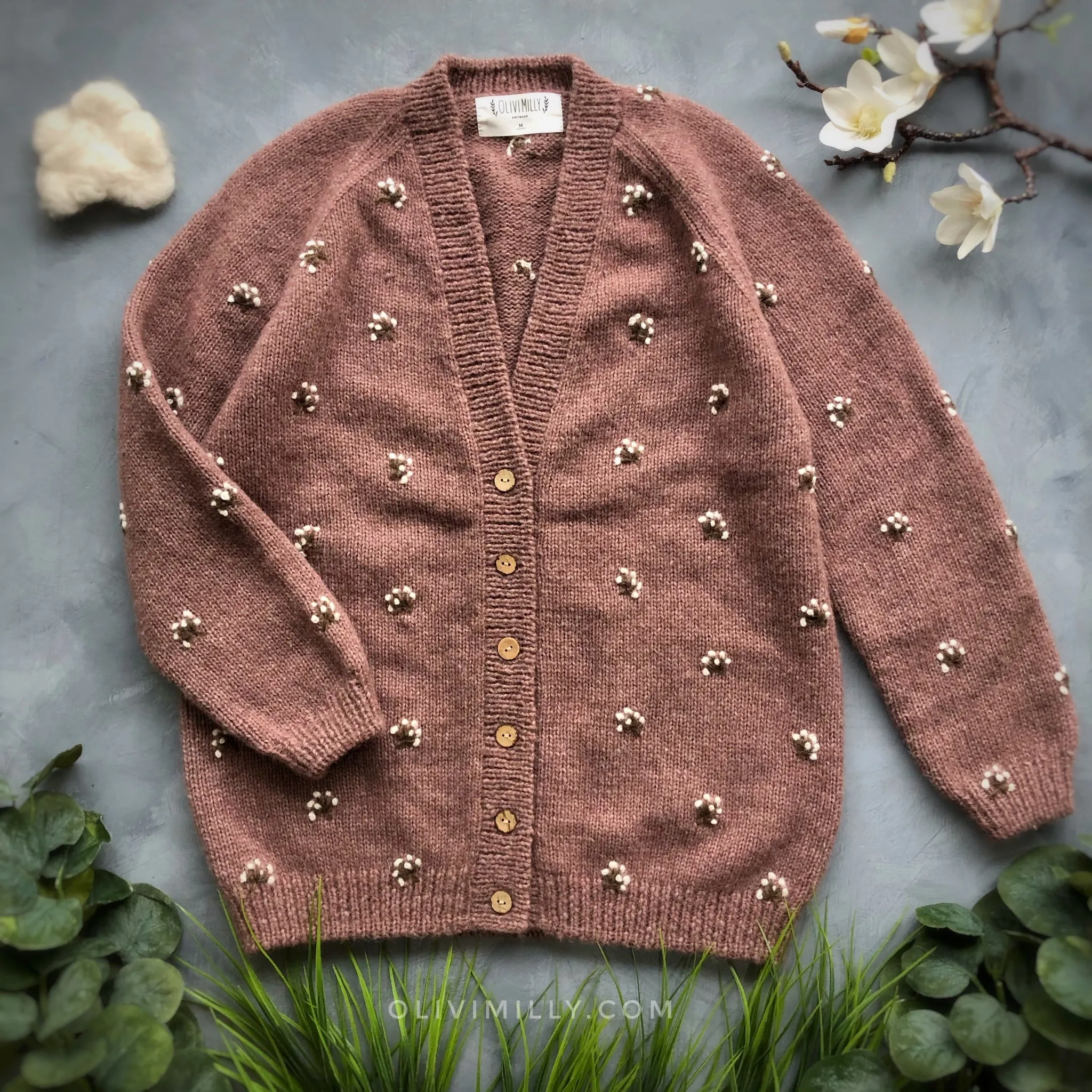 Adult Flora cardigan | faded rose