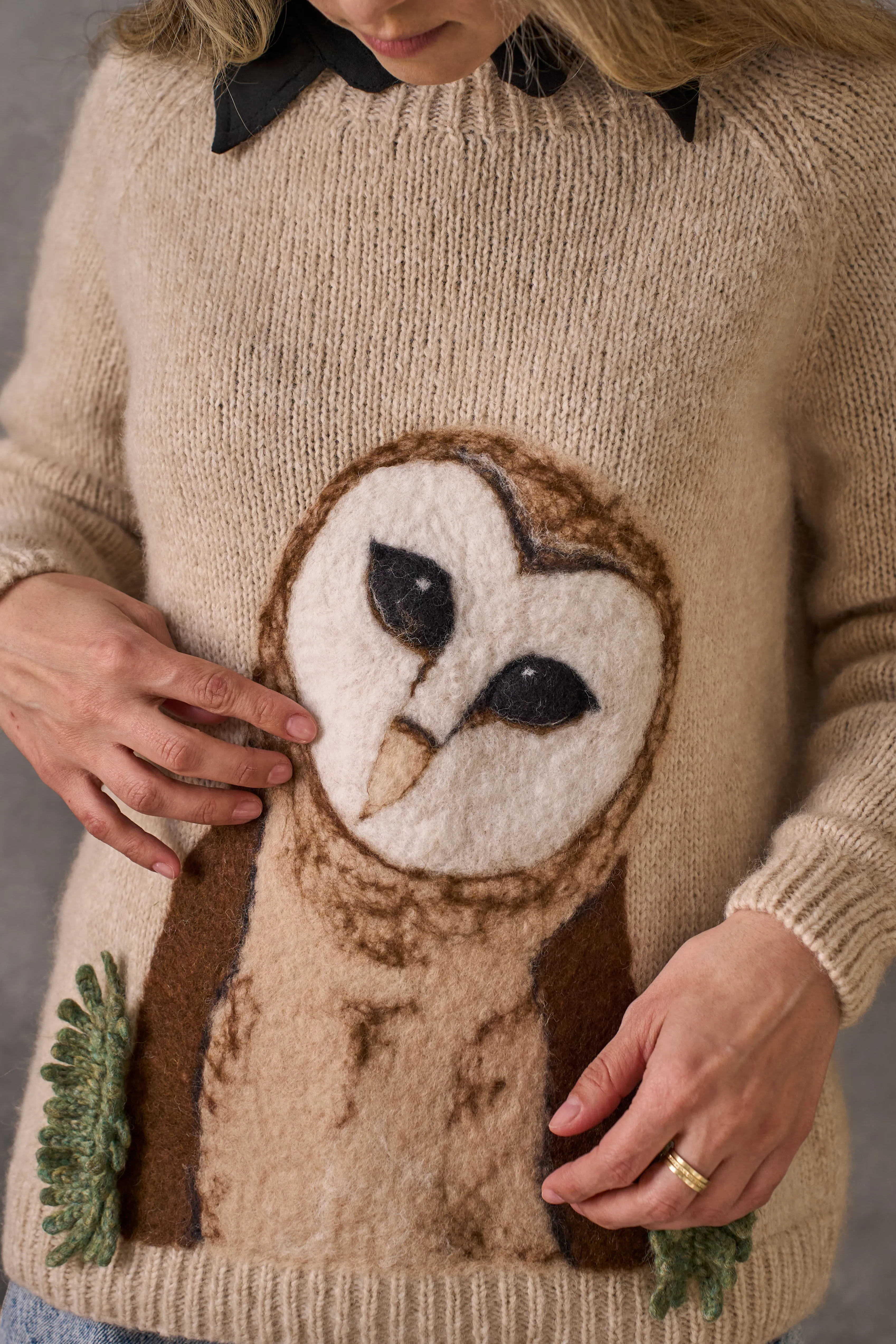 Adult Owl Jumper | Wheat