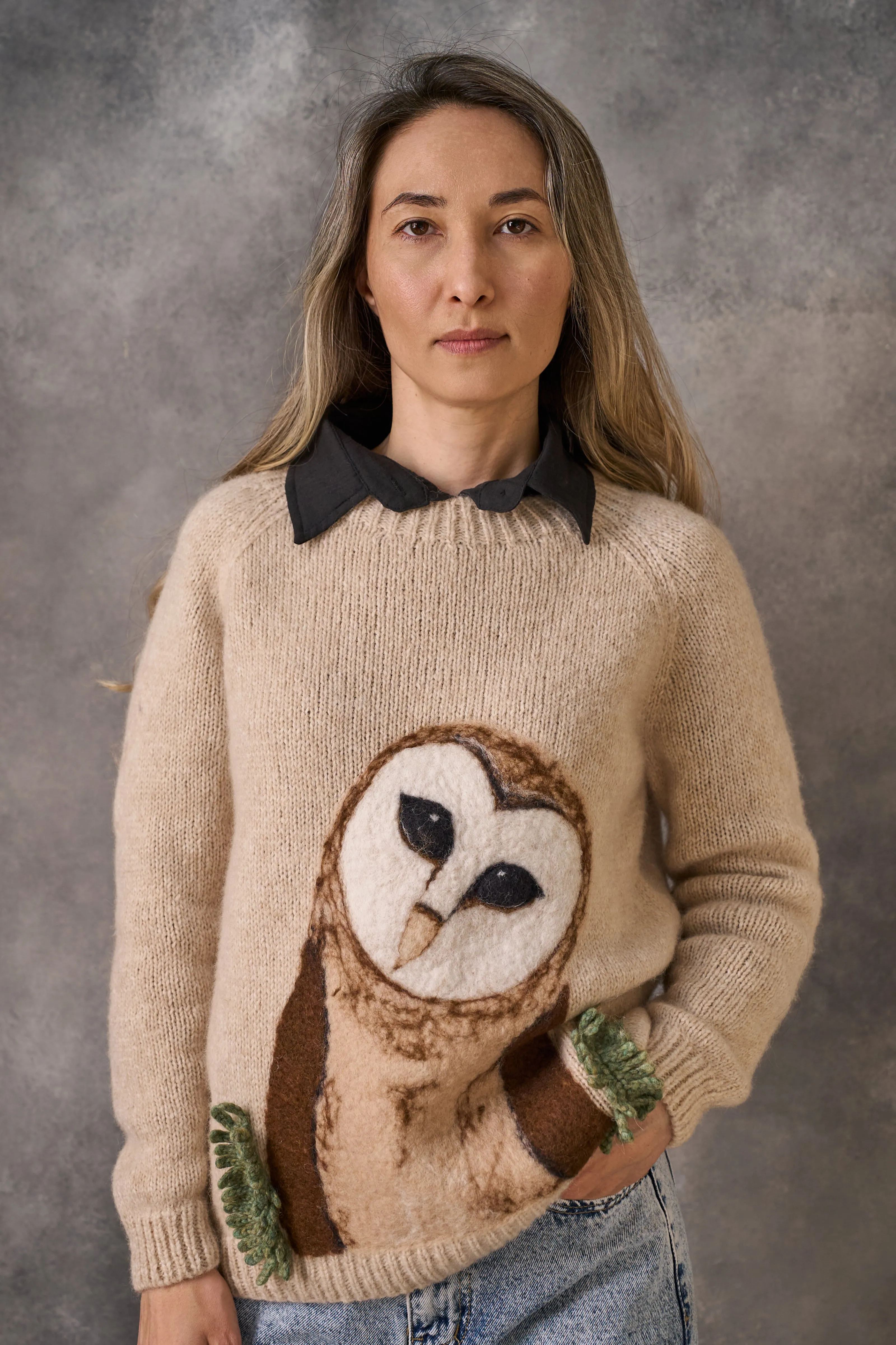 Adult Owl Jumper | Wheat