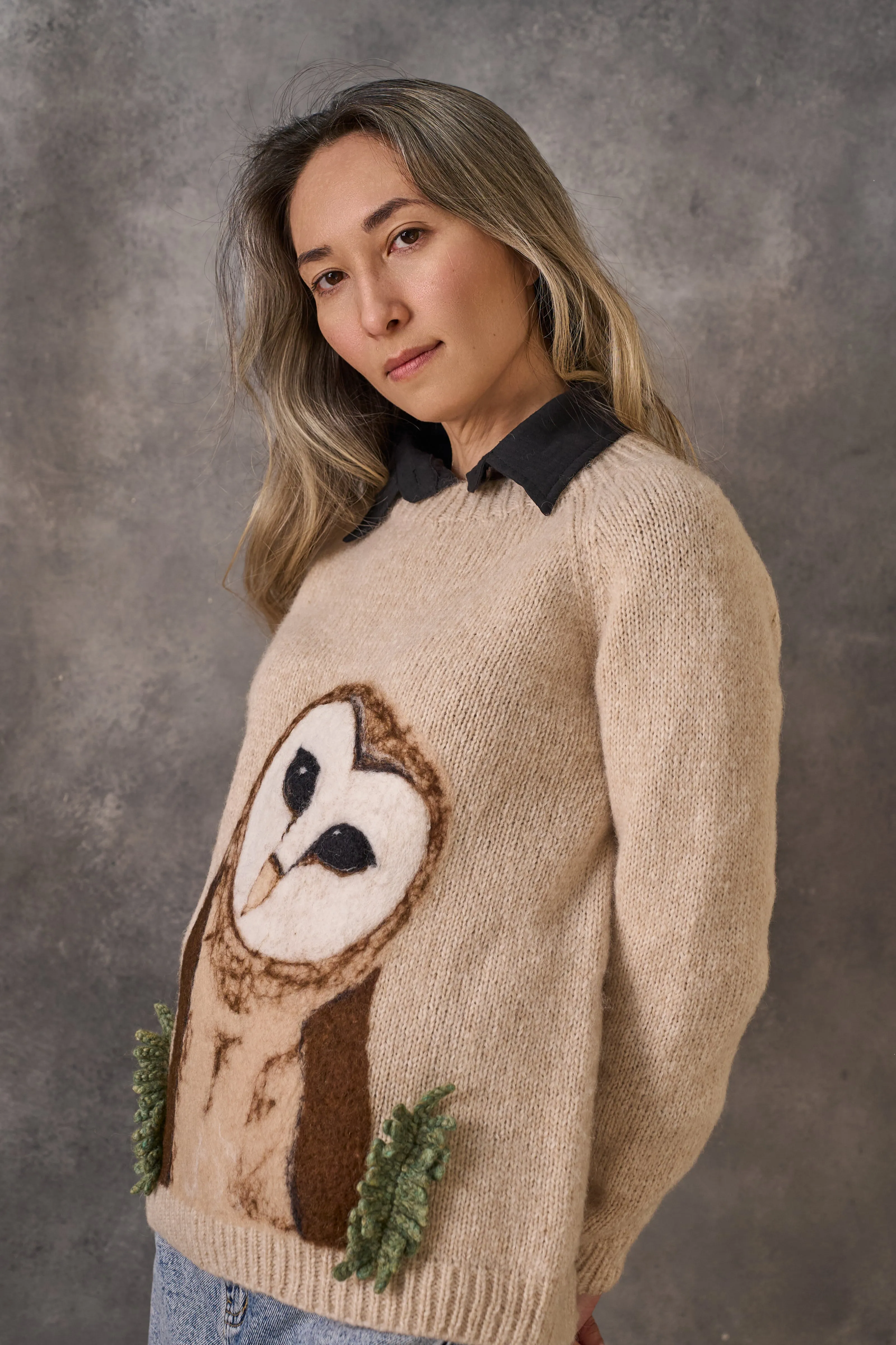 Adult Owl Jumper | Wheat