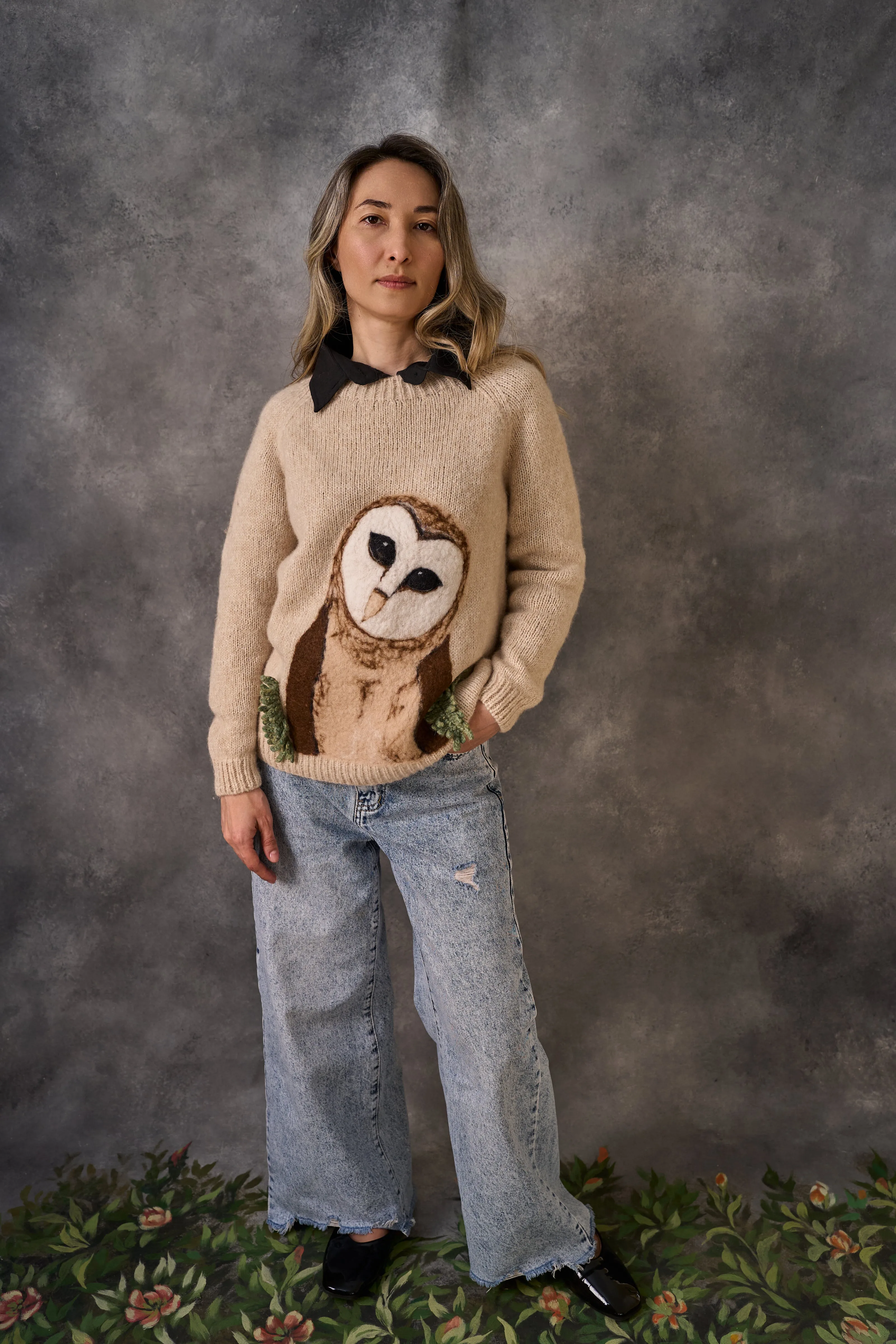 Adult Owl Jumper | Wheat