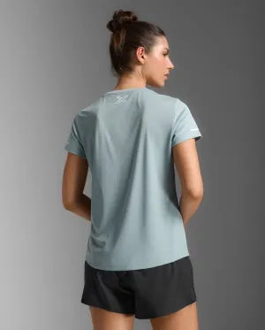 Aero T-Shirt Damen - smoke blue/white reflective