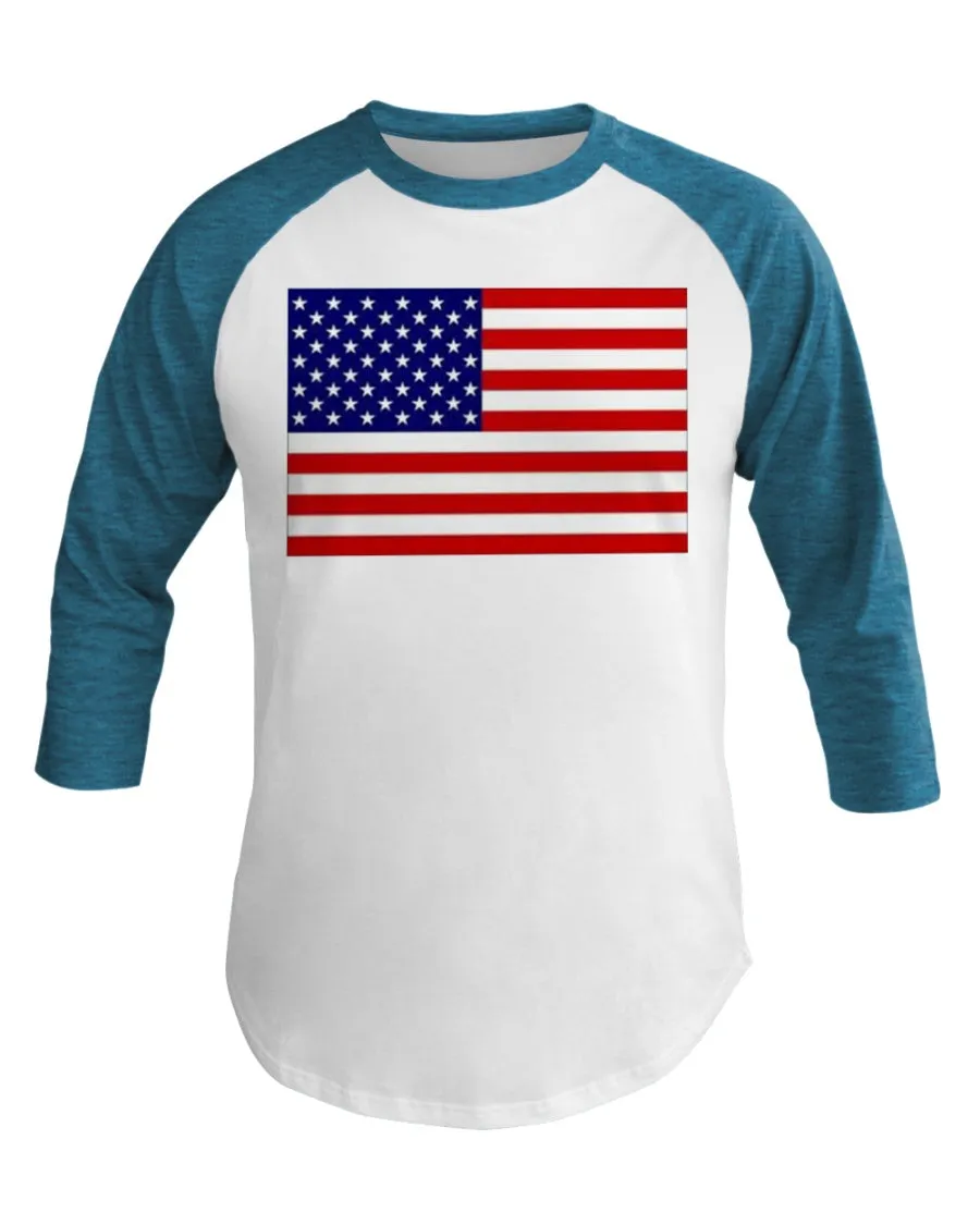 American Flag 3/4 Sleeve Raglan Shirt