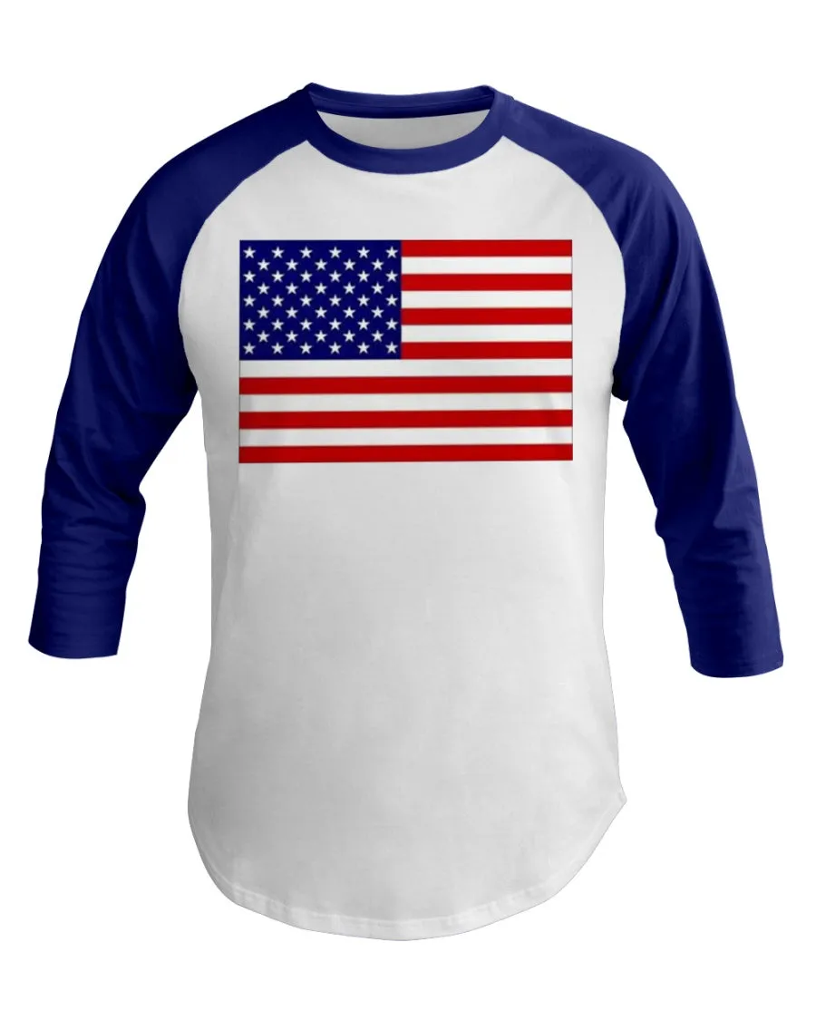 American Flag 3/4 Sleeve Raglan Shirt