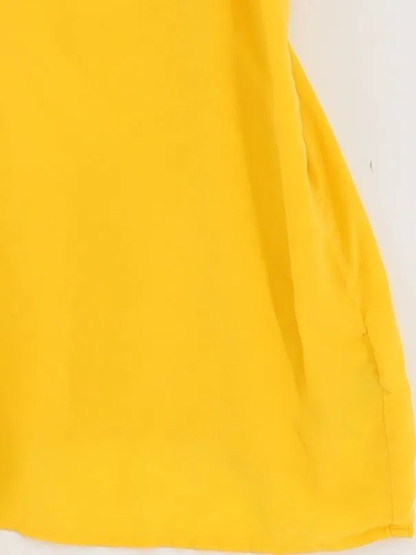 & Other Stories Women's T-Shirt UK 10 Yellow 100% Silk