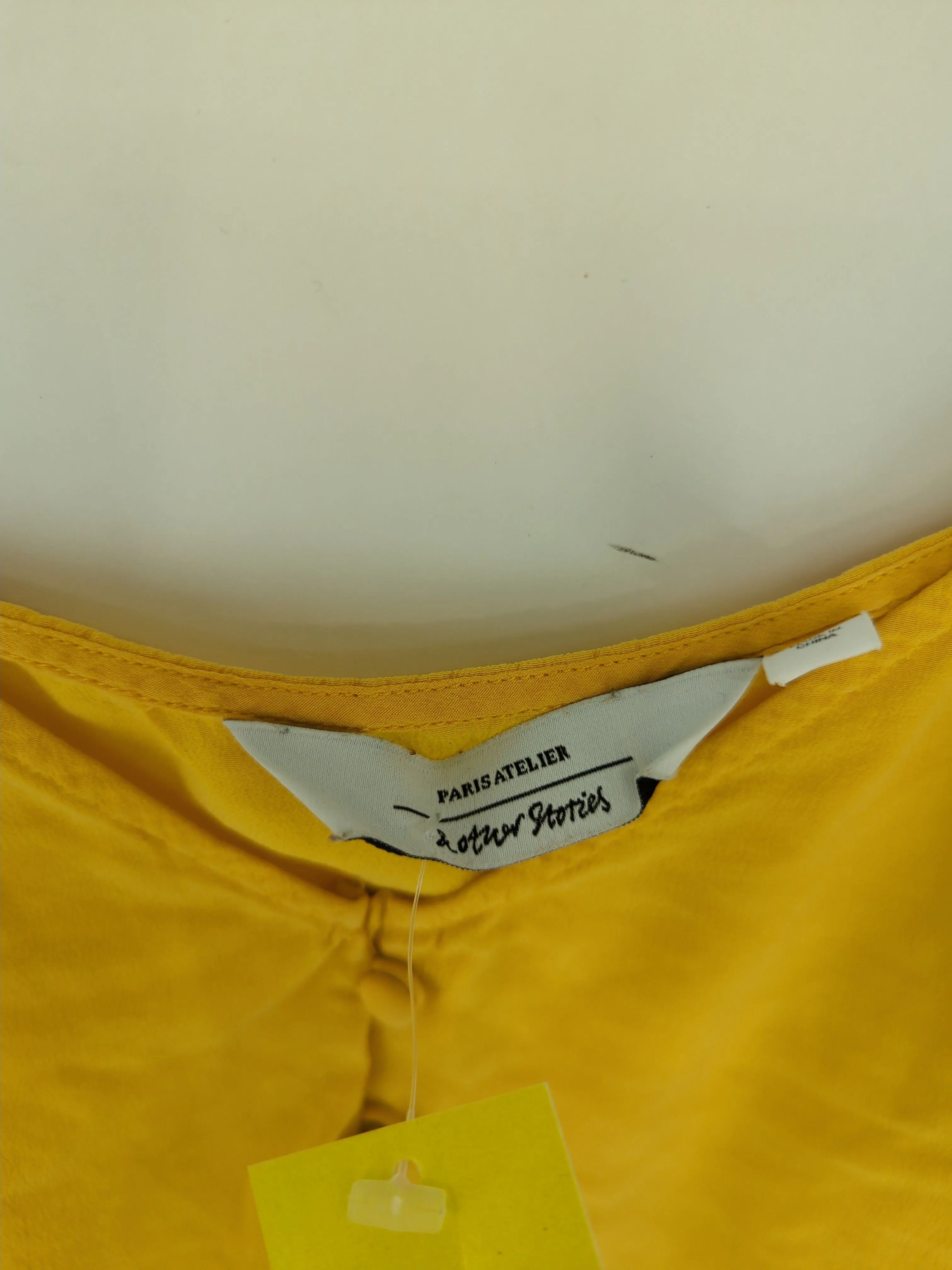 & Other Stories Women's T-Shirt UK 10 Yellow 100% Silk