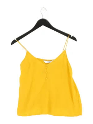 & Other Stories Women's T-Shirt UK 10 Yellow 100% Silk