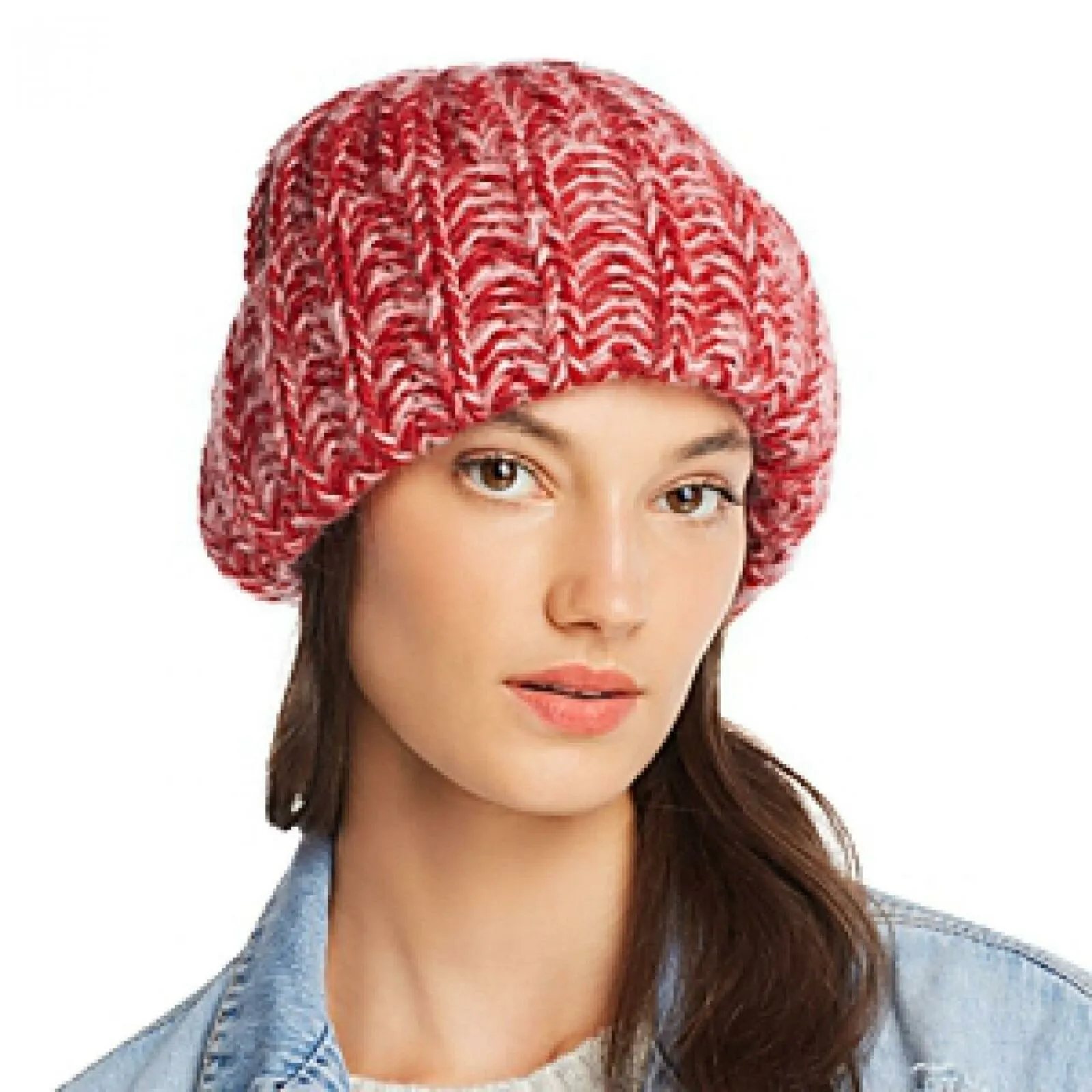 Aqua Women's Marled Chunky Rib Knit Beanie