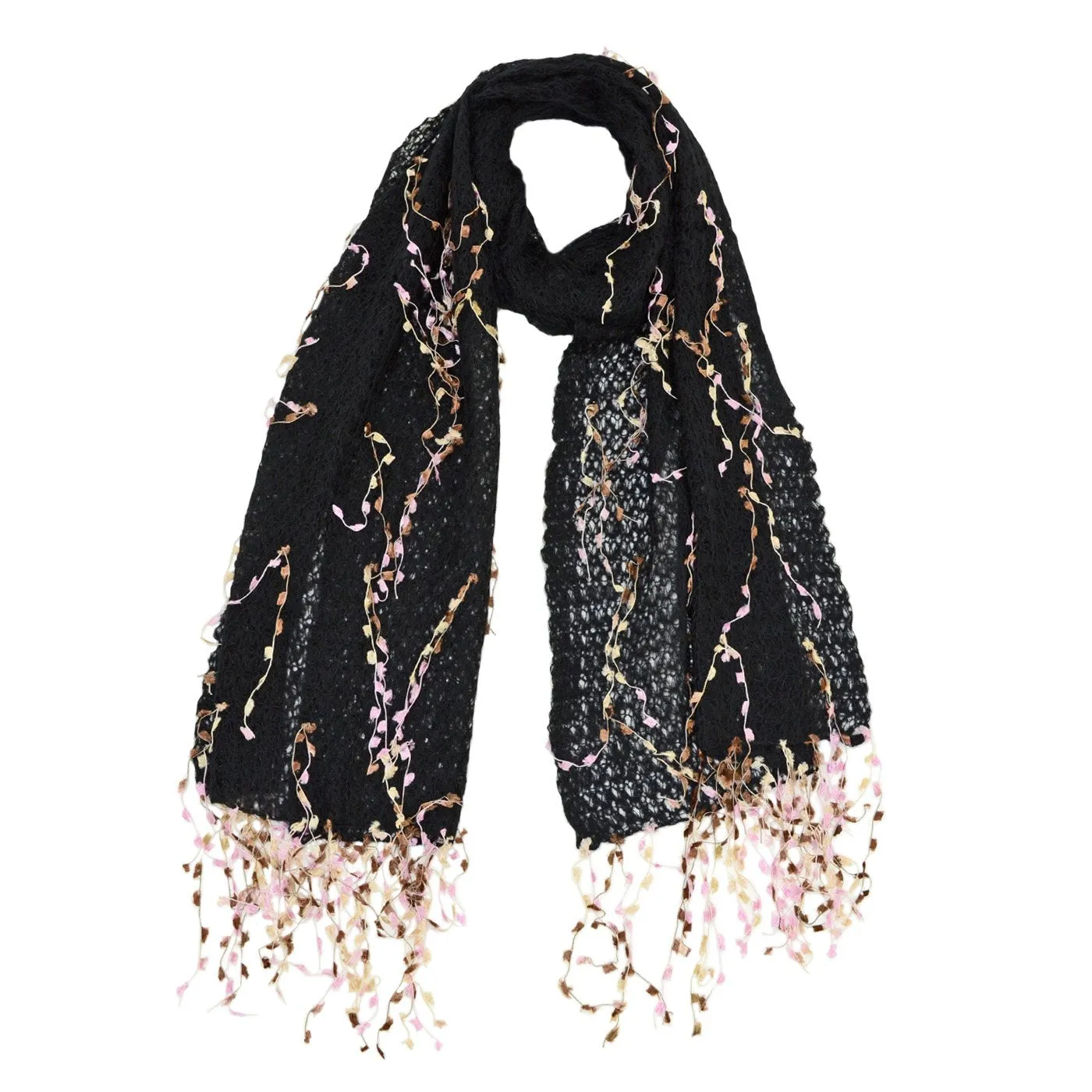 Ariel Mohair with Flower Trim Scarf