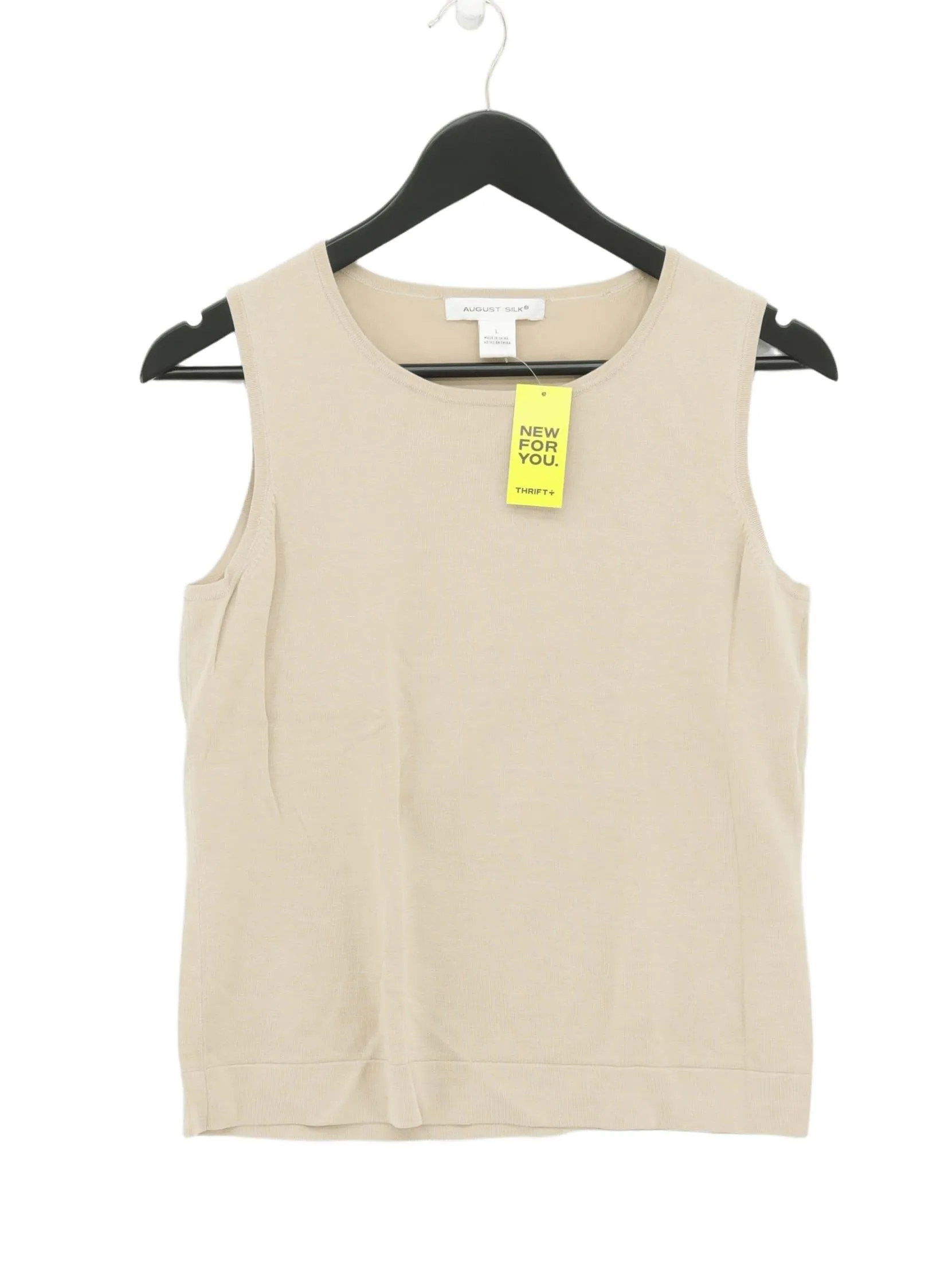 August Silk Women's T-Shirt L Tan Viscose with Nylon, Silk