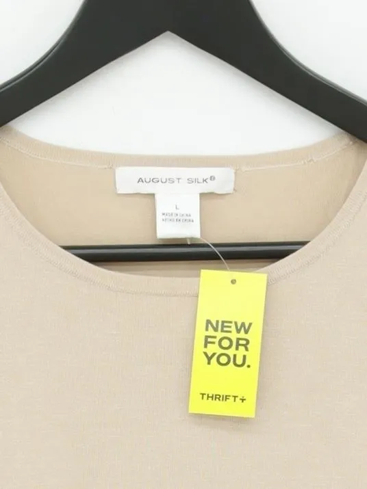 August Silk Women's T-Shirt L Tan Viscose with Nylon, Silk