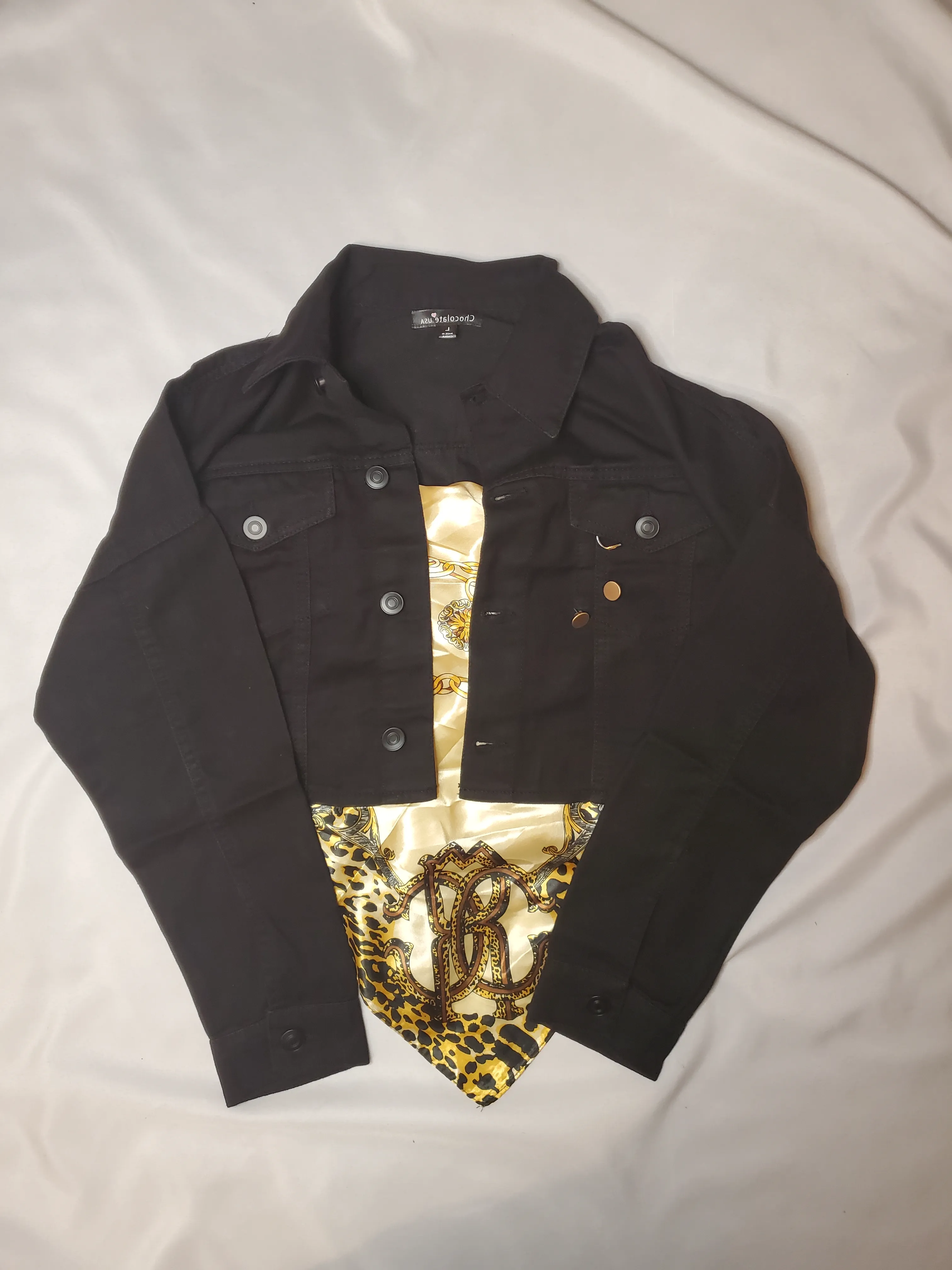 black denim cropped jean jacket