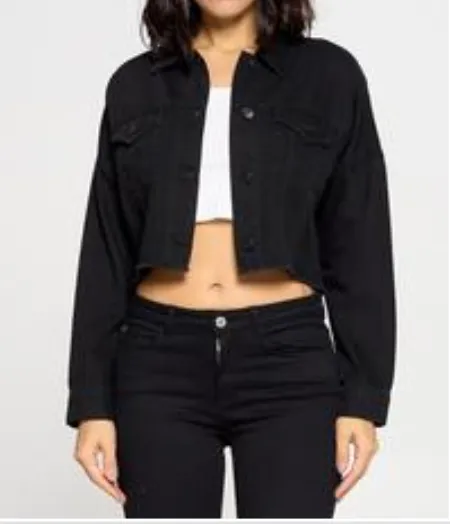 black denim cropped jean jacket