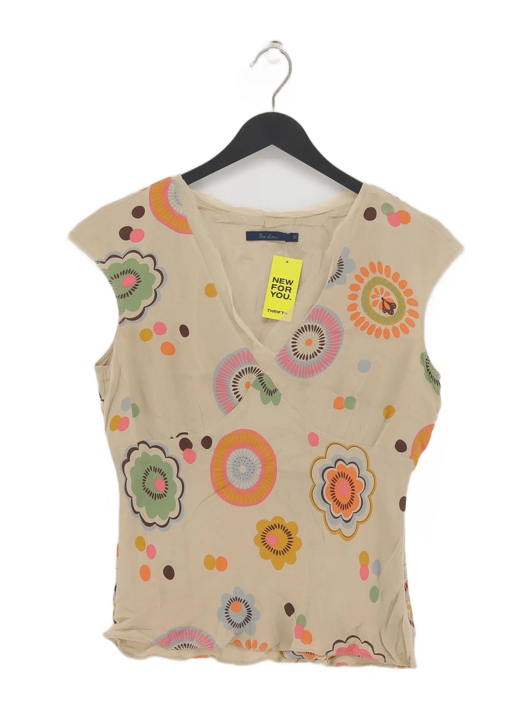 Boden Women's T-Shirt UK 12 Tan 100% Silk