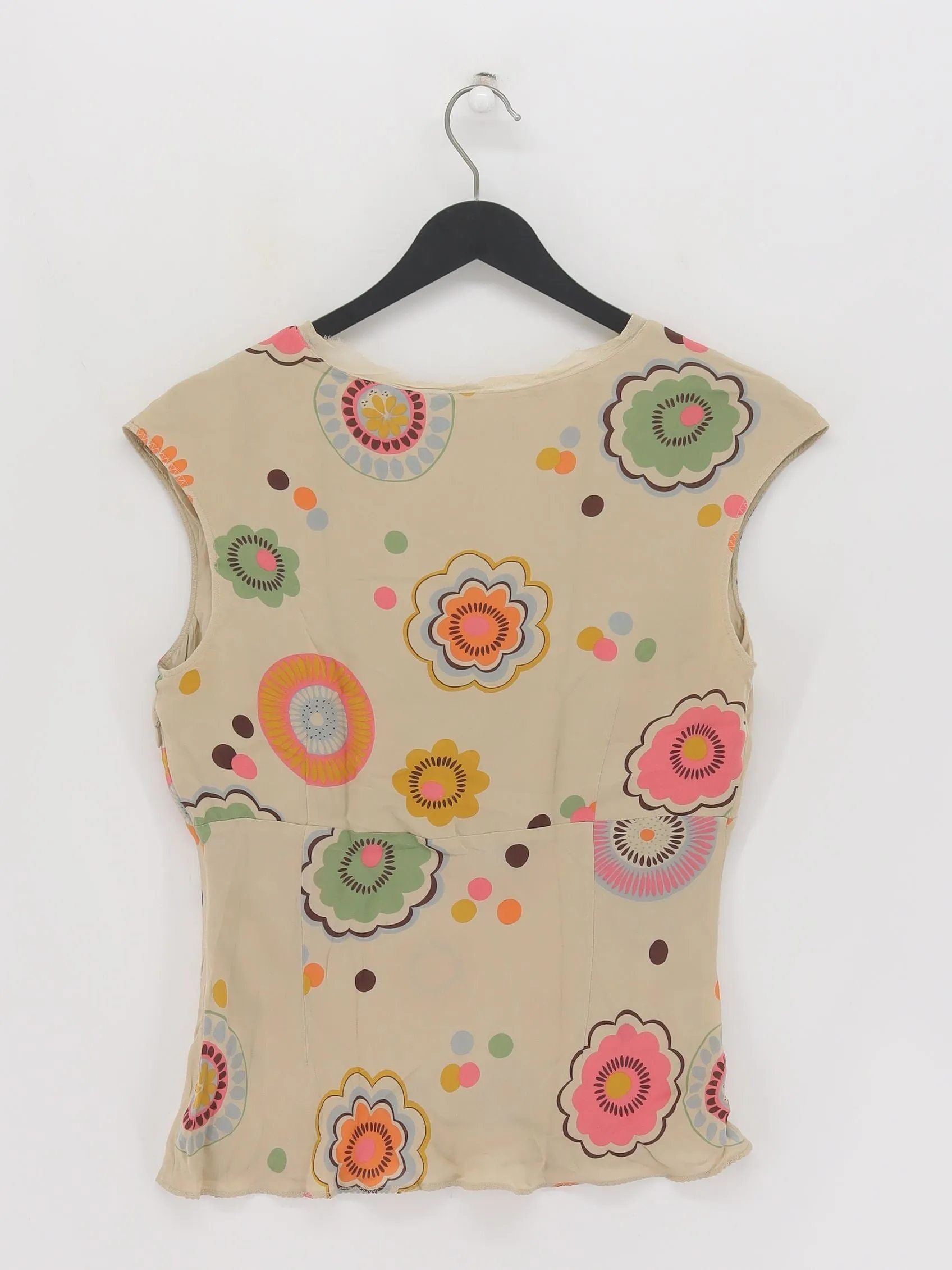 Boden Women's T-Shirt UK 12 Tan 100% Silk