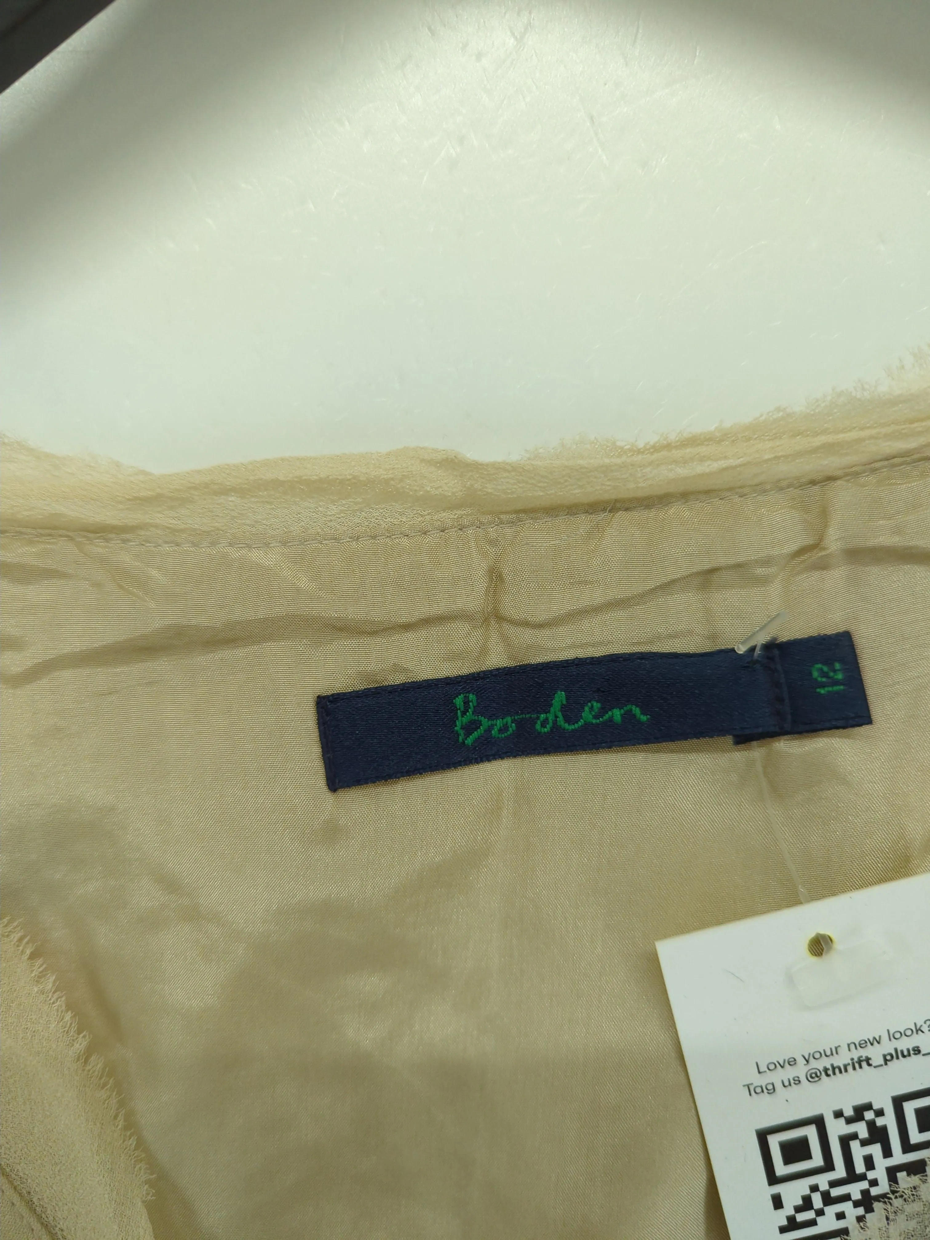Boden Women's T-Shirt UK 12 Tan 100% Silk