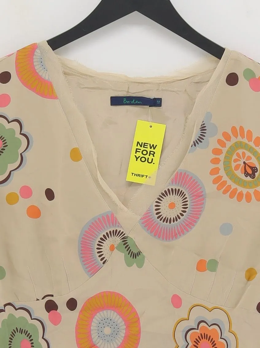 Boden Women's T-Shirt UK 12 Tan 100% Silk