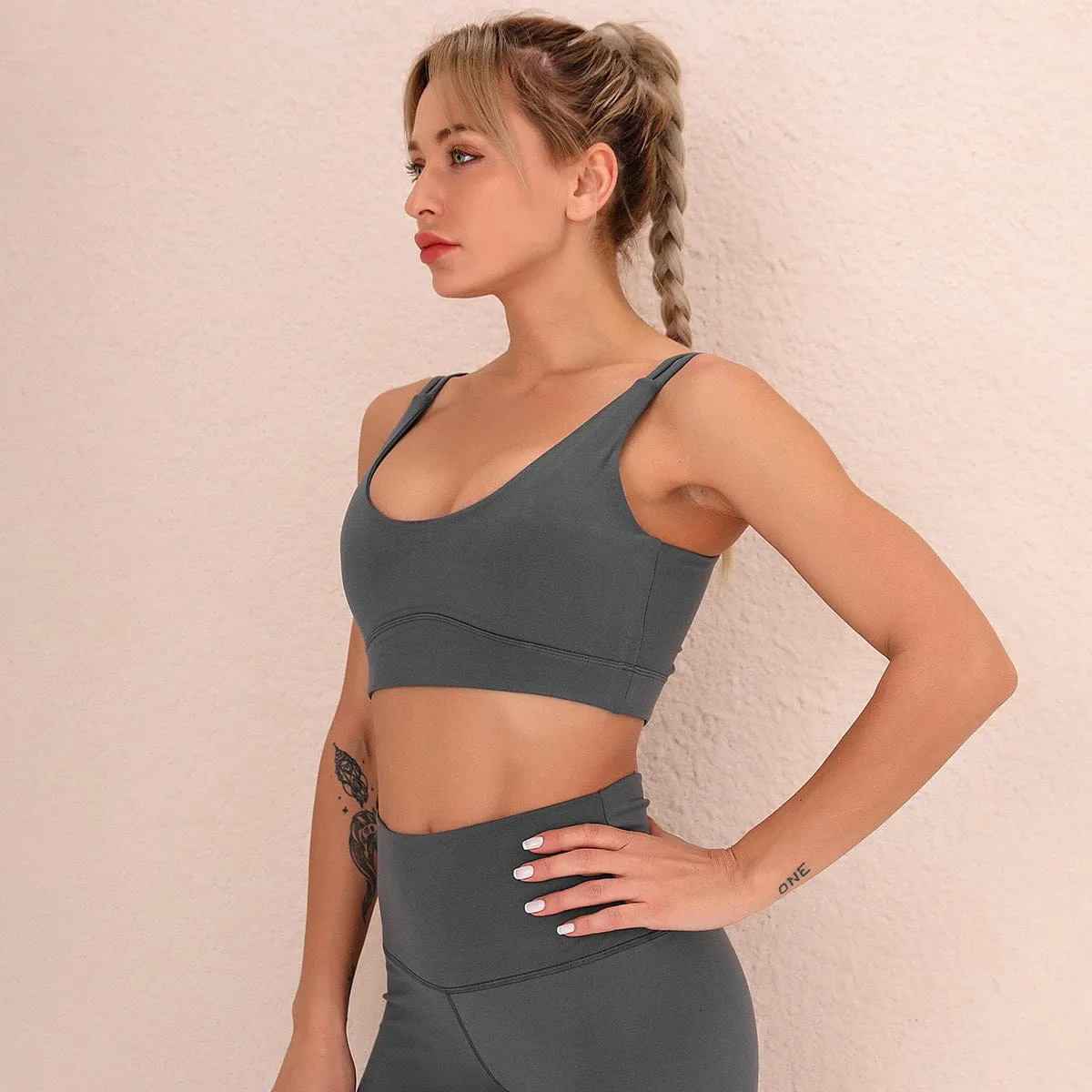 Brushed Design Back Yoga Bra
