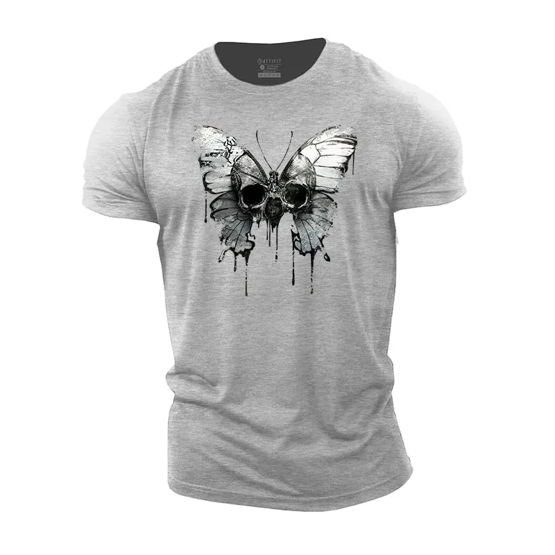Butterfly Skull Cotton T-Shirt