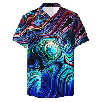 Button Up Digital Neon Camouflage Vintage Man Casual Shirts