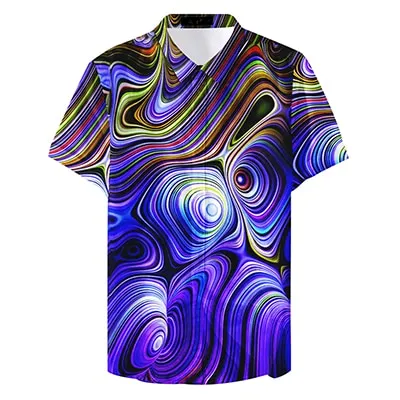 Button Up Digital Neon Camouflage Vintage Man Casual Shirts