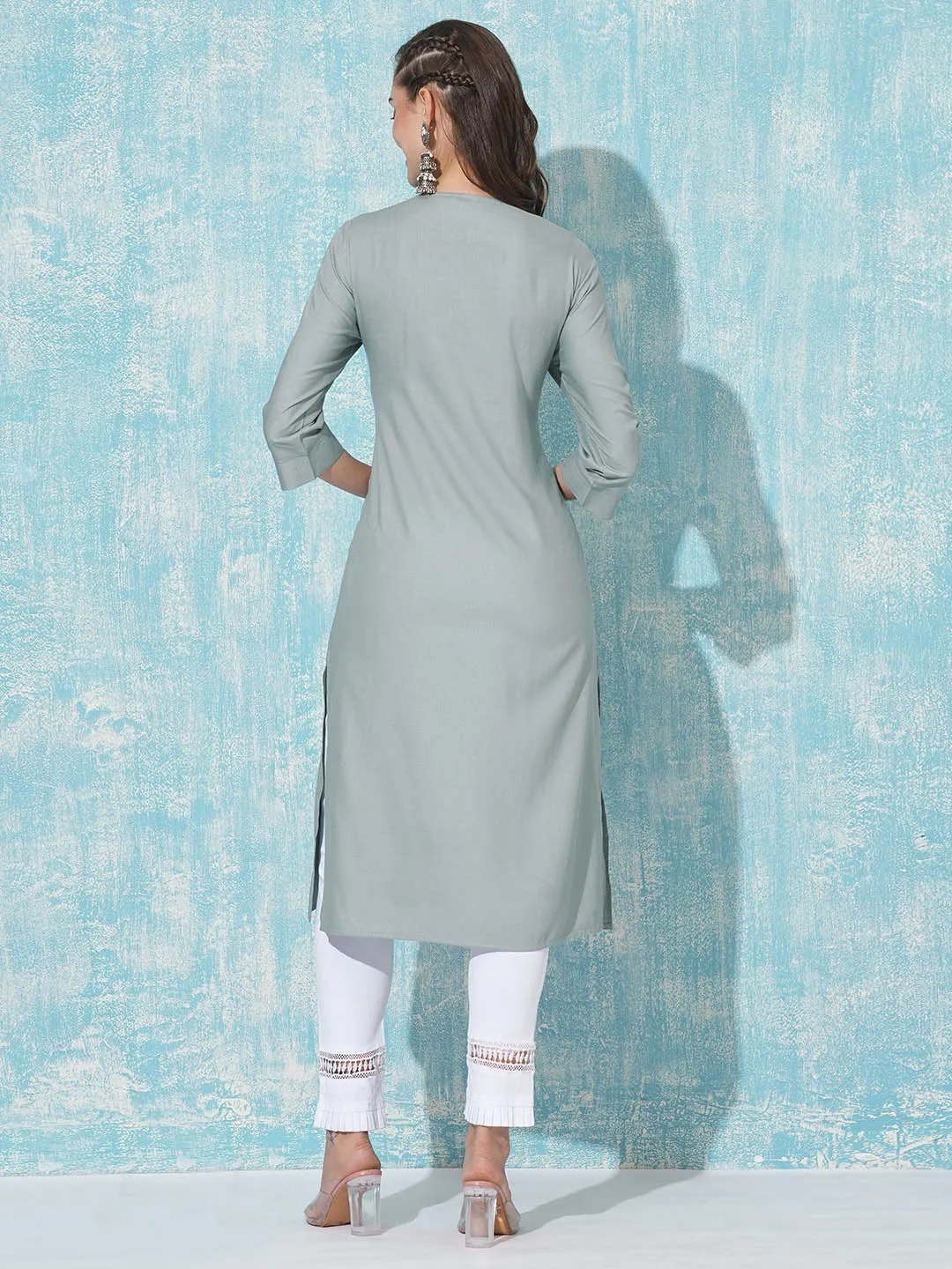 Buy Grey Comfort Fit Rayon Kurta For Women Online In India - Zola