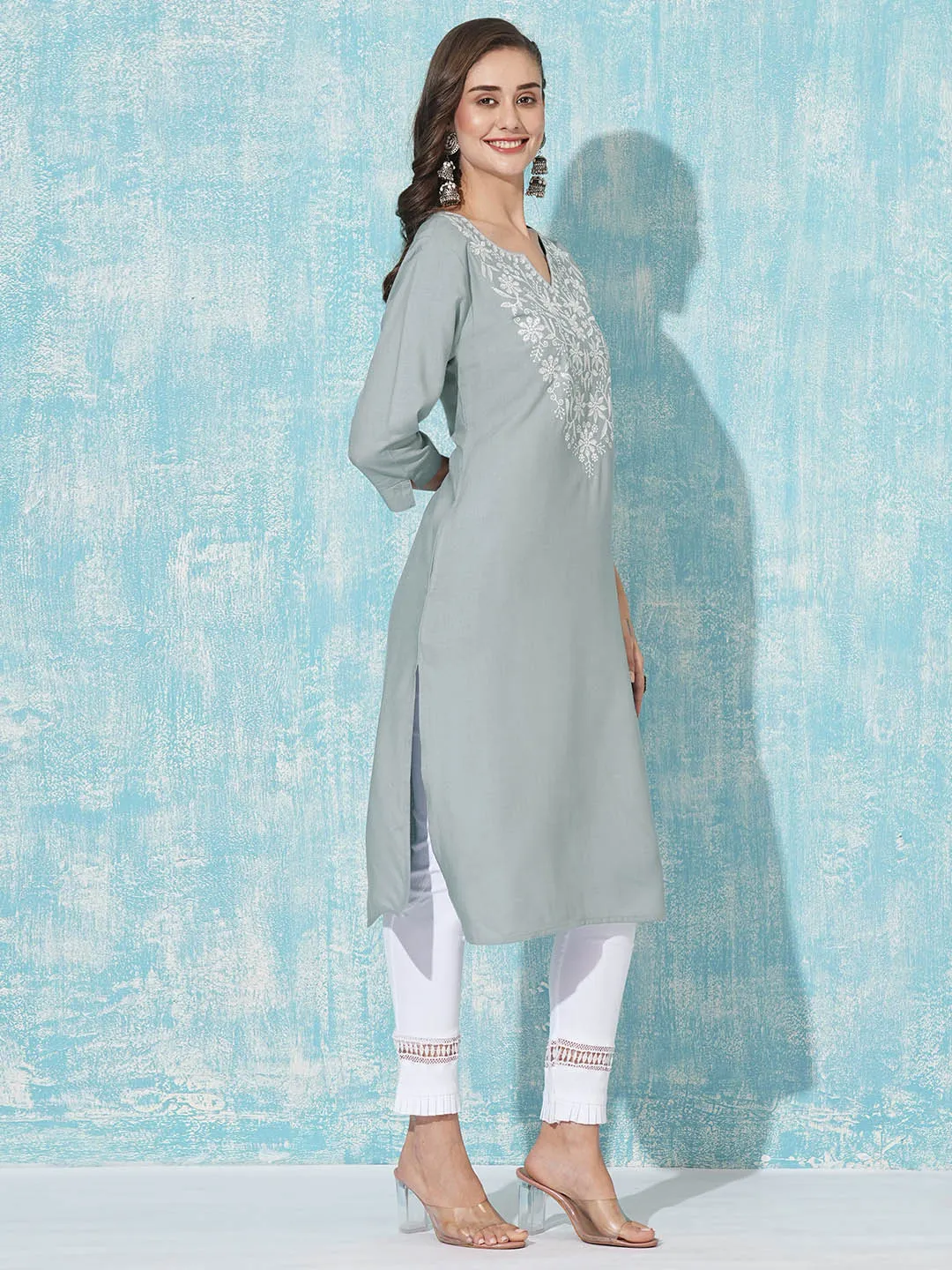 Buy Grey Comfort Fit Rayon Kurta For Women Online In India - Zola
