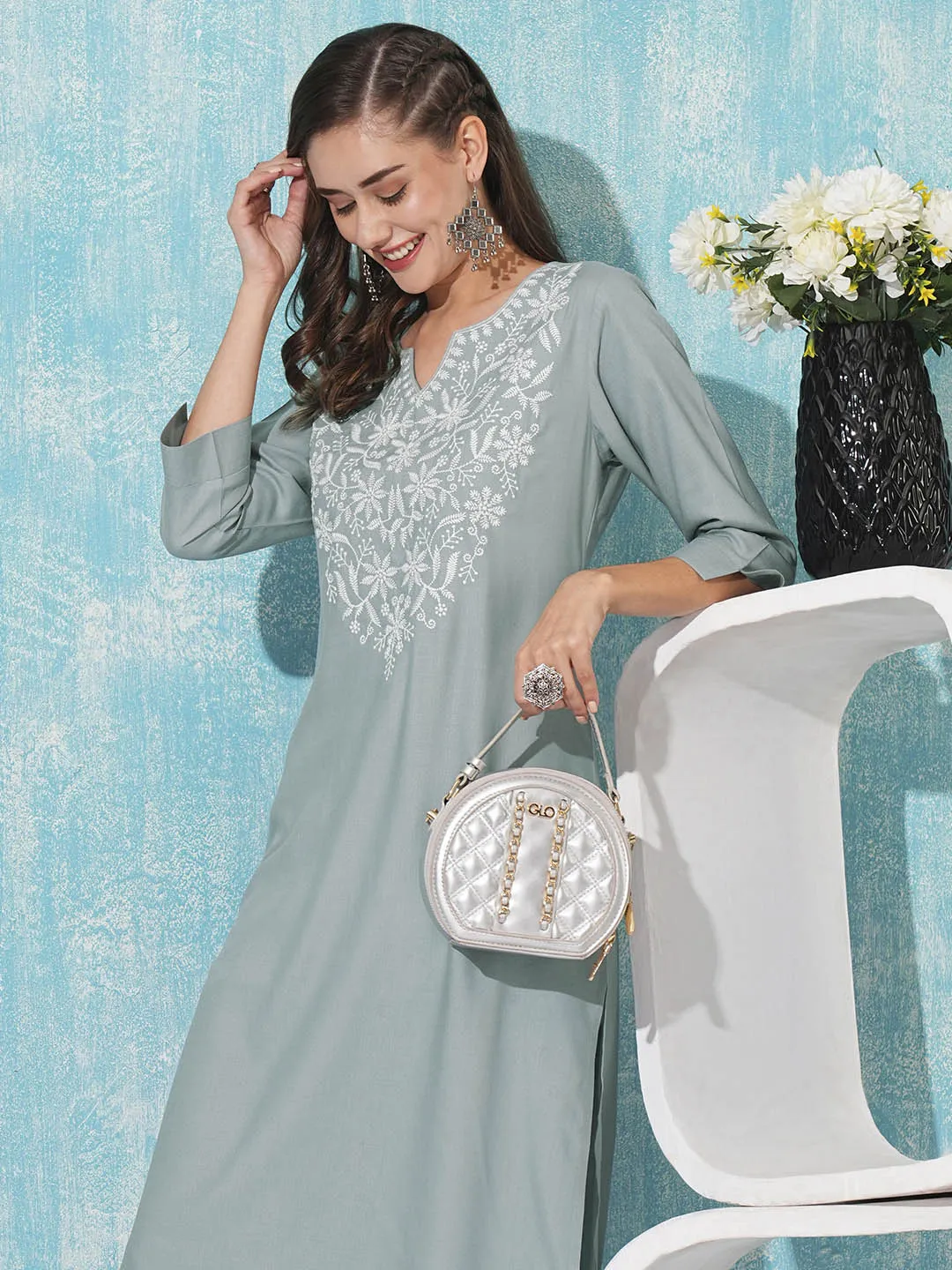 Buy Grey Comfort Fit Rayon Kurta For Women Online In India - Zola