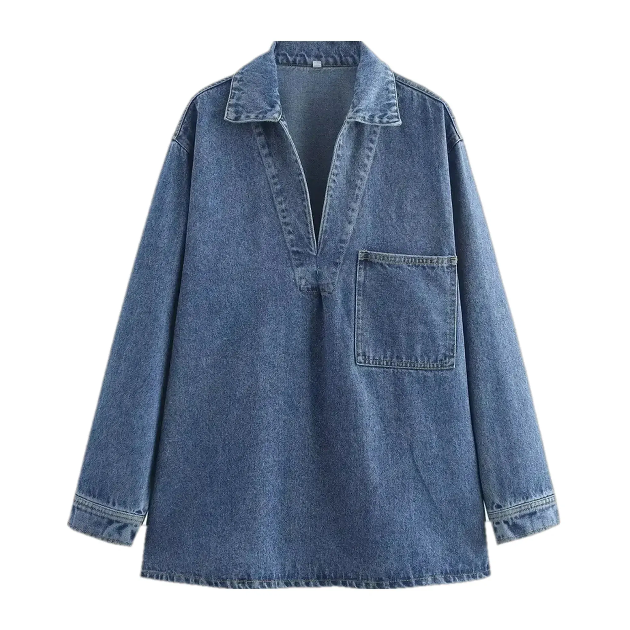 Casual stretchable jacket jeans shirt for ladies