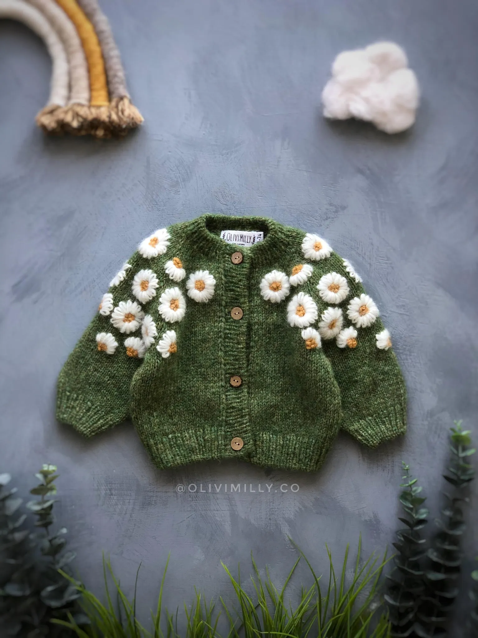 Chamomiles cardigan | Moss Green