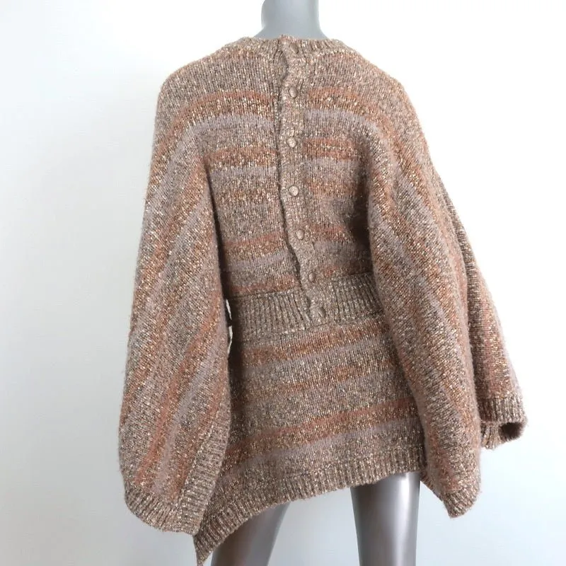 Chanel F/W 2018 Striped Knit Tunic Dress Beige/Gold Size 36 Kimono Sleeve Mini