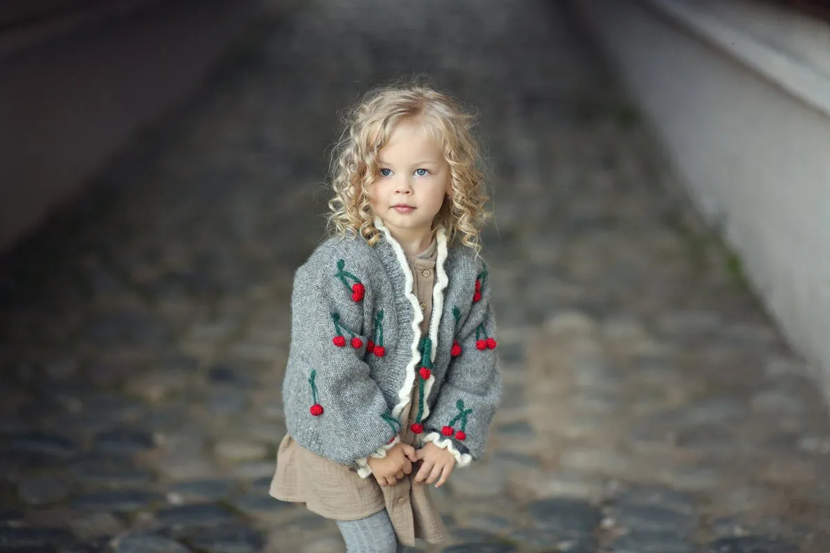 Cherries cardigan | Dark grey