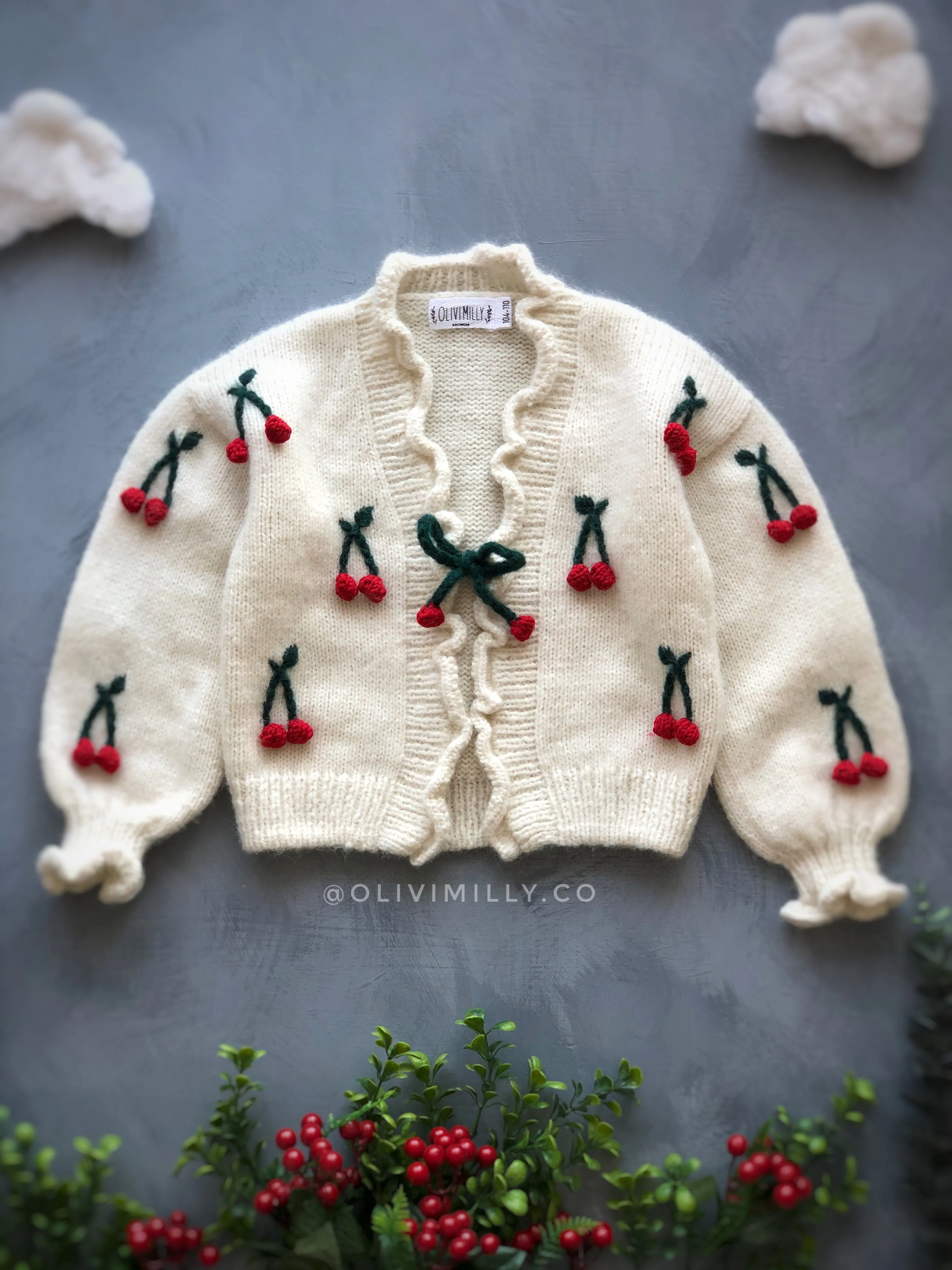 Cherries cardigan | off white