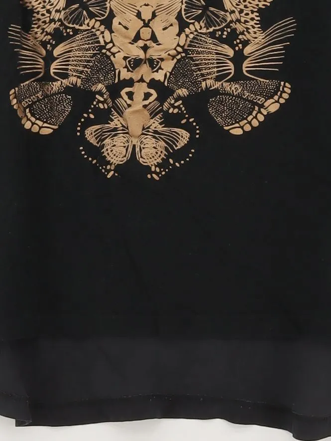 Comptoir Des Cotonniers Women's T-Shirt UK 6 Black Cotton with Linen, Silk