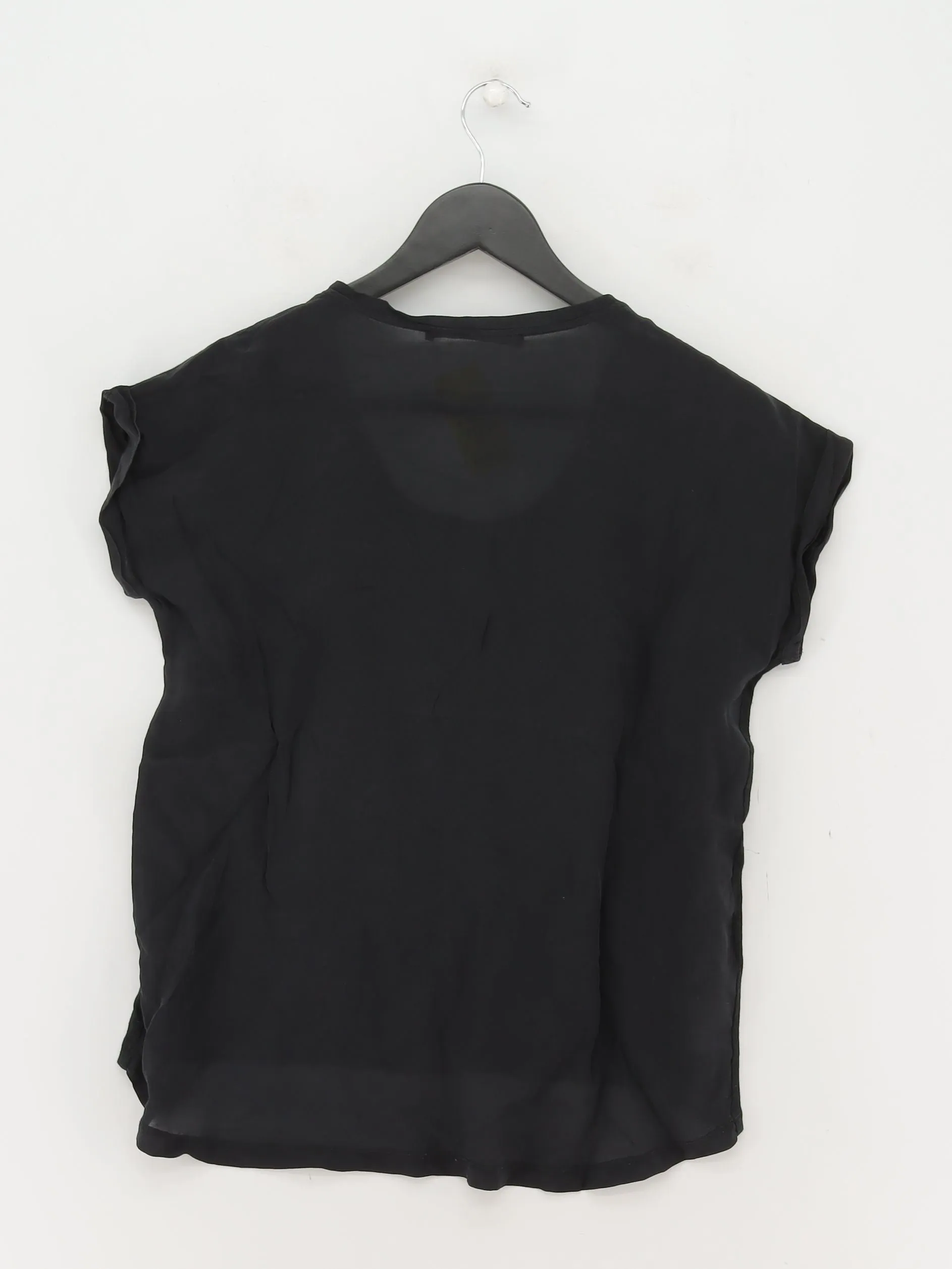 Comptoir Des Cotonniers Women's T-Shirt UK 6 Black Cotton with Linen, Silk