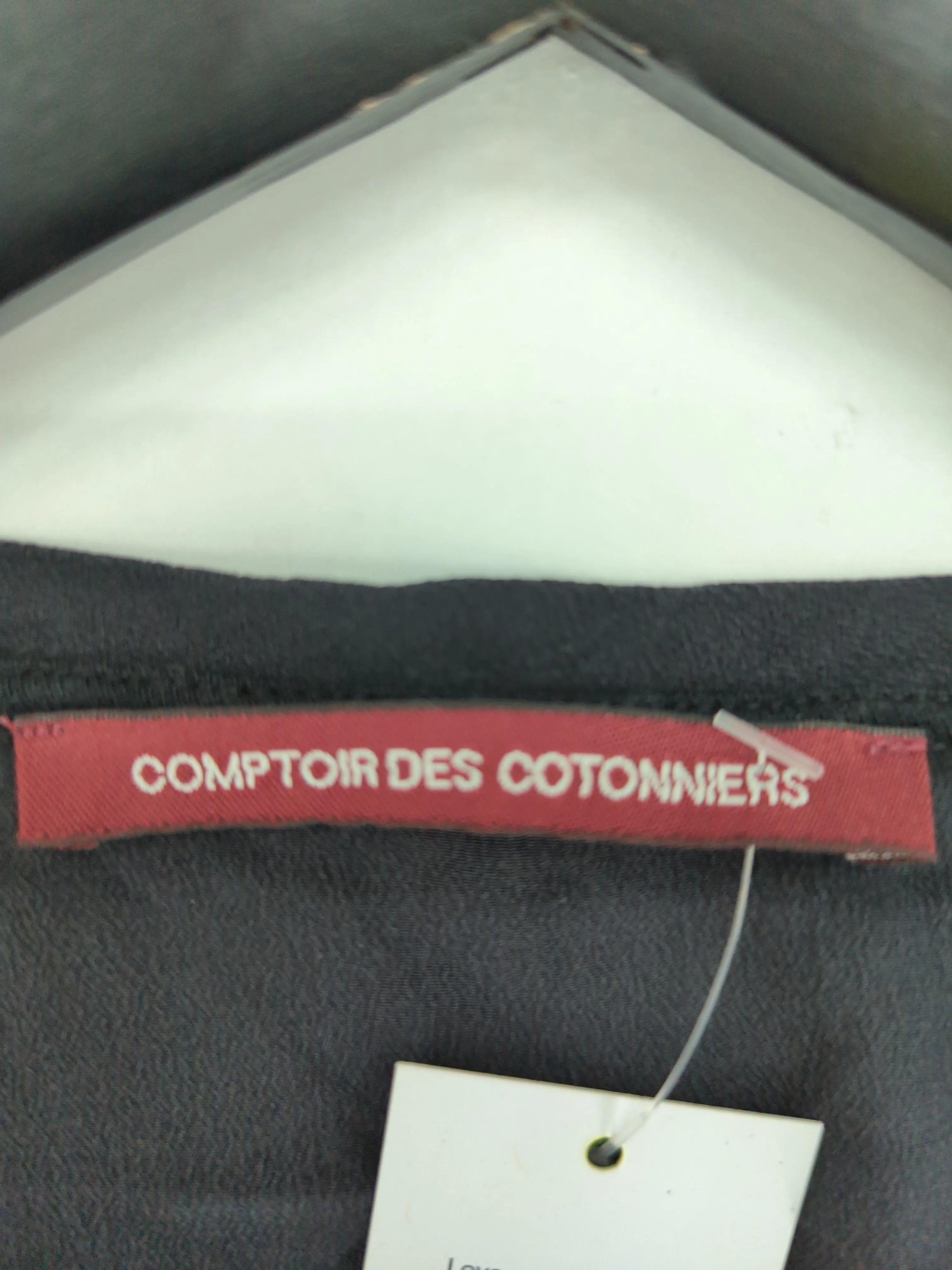 Comptoir Des Cotonniers Women's T-Shirt UK 6 Black Cotton with Linen, Silk