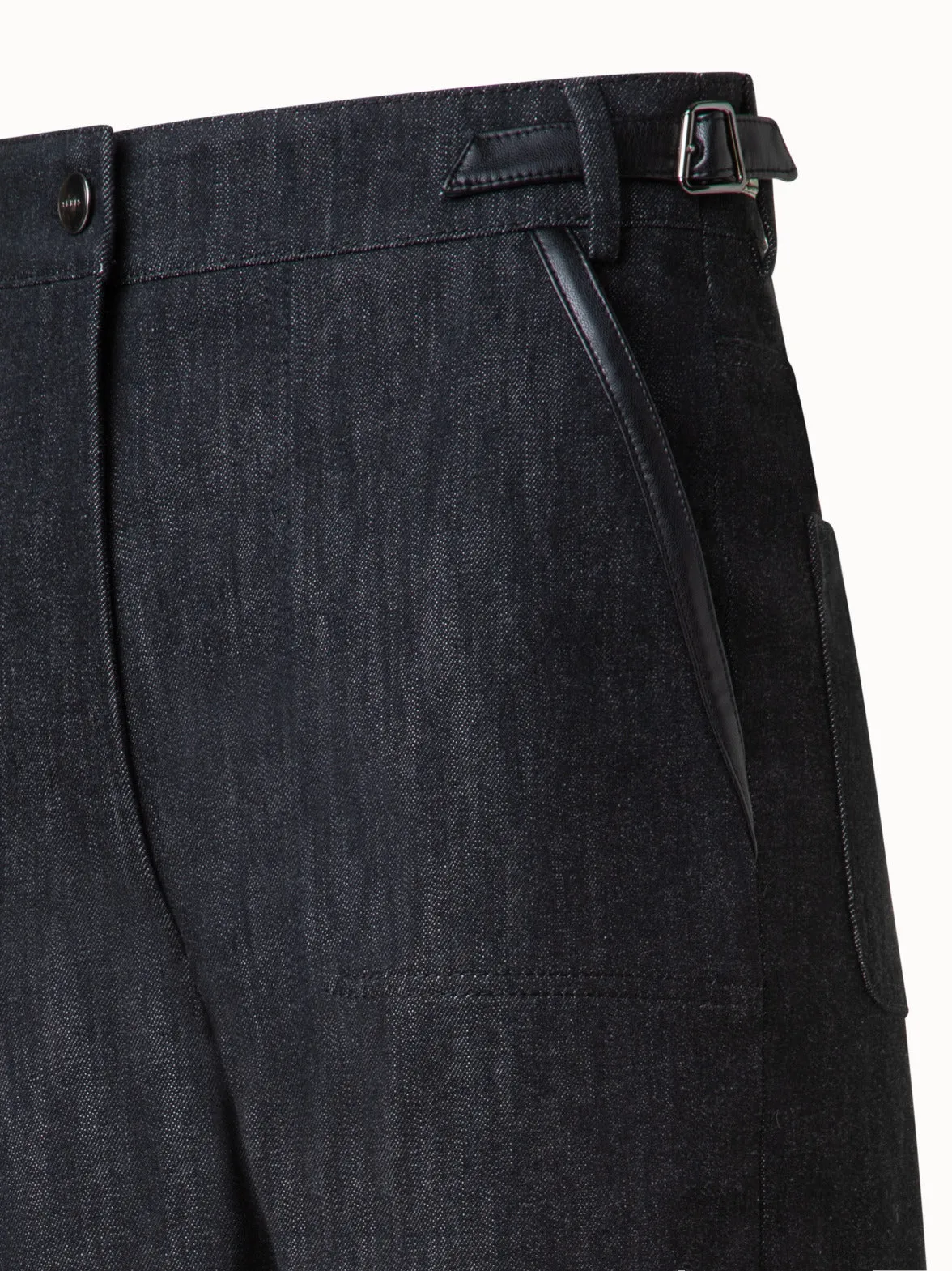 Cotton Denim Stretch Long Bermuda Pants