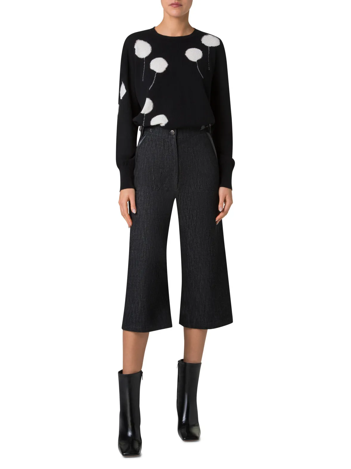 Cotton Denim Stretch Long Bermuda Pants