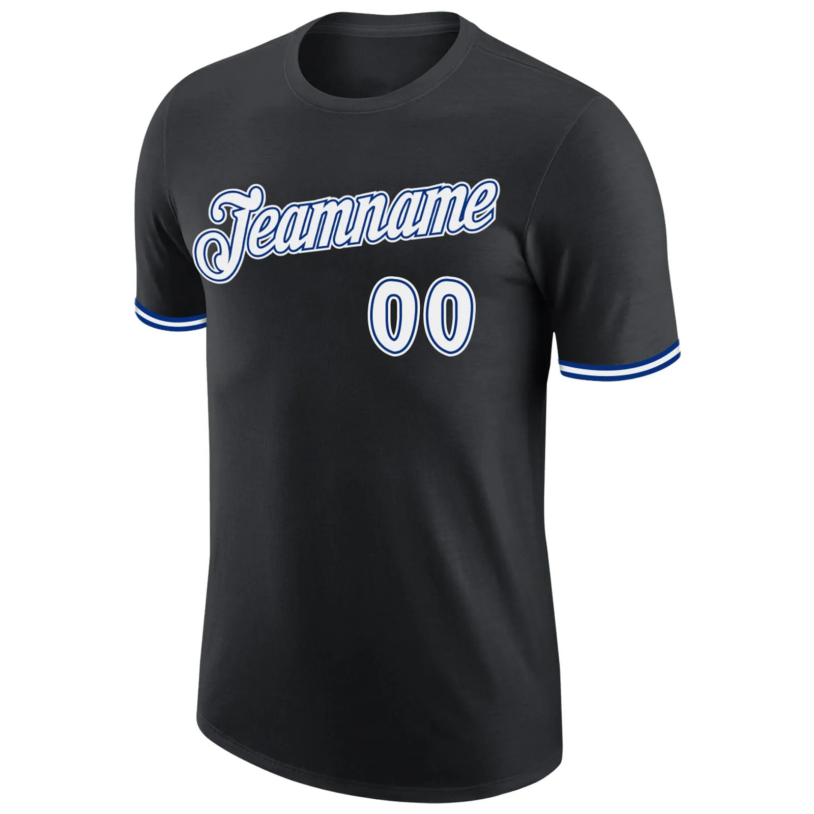 Custom Black White-Royal Performance T-Shirt