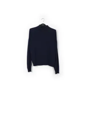Dark blue merino wool blend turtleneck sweater