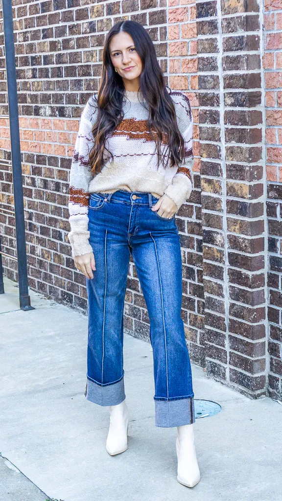 Dear John Gabriela Crew Neck Long Sleeve Relaxed Fit Sweater Toasted Gingerbread