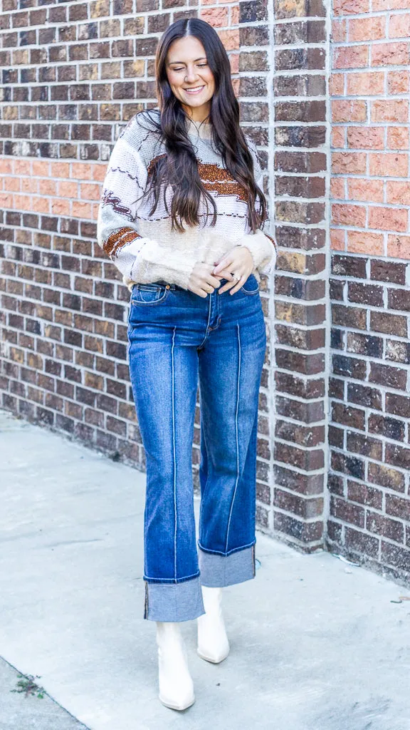 Dear John Gabriela Crew Neck Long Sleeve Relaxed Fit Sweater Toasted Gingerbread