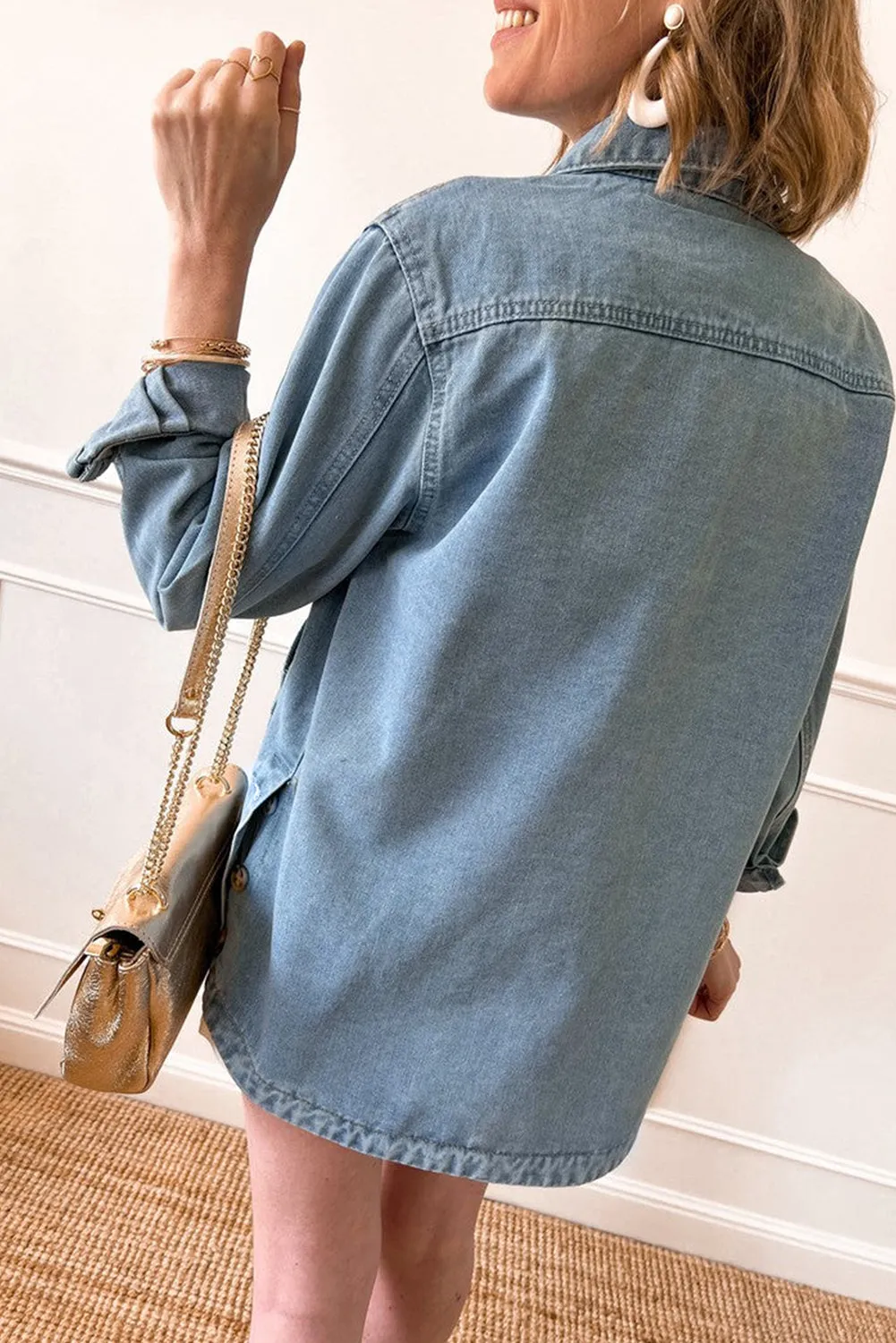 Dusk Blue Buttons Denim Jacket