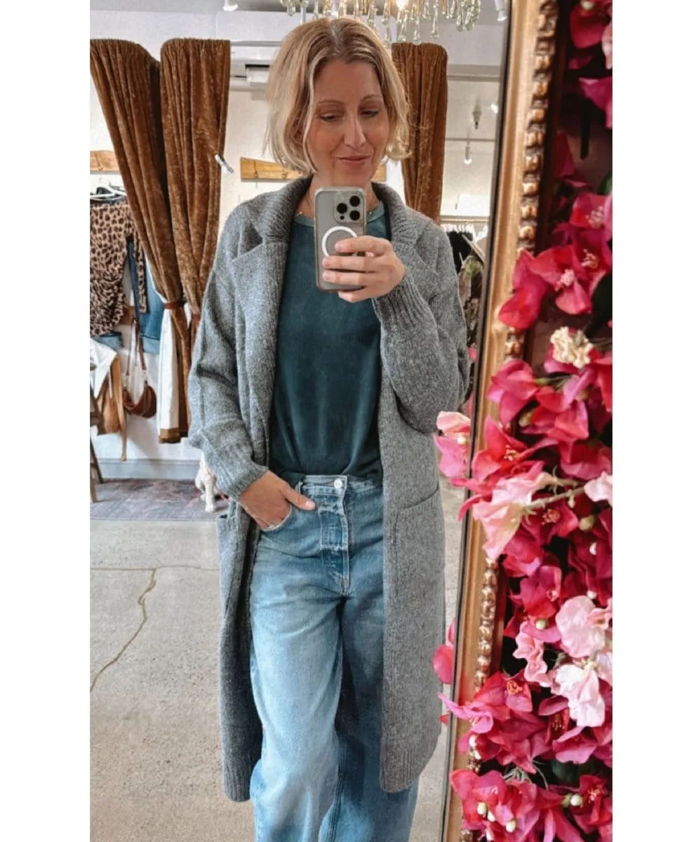 Favorite Long Cardigan Heather Charcoal